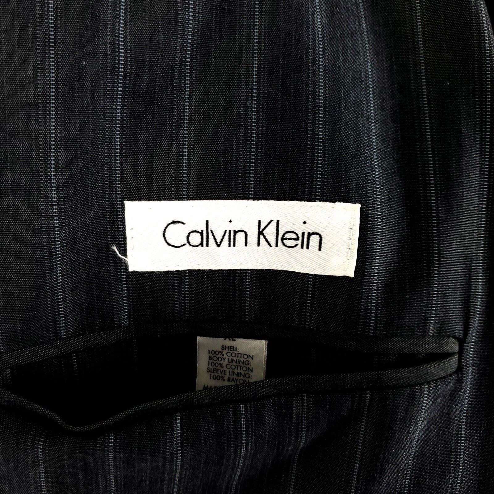 Calvin Klein Calvin Klein Cotton 2 Button Suit Jacket 42R Gray Striped XL Size 42R - 7 Thumbnail