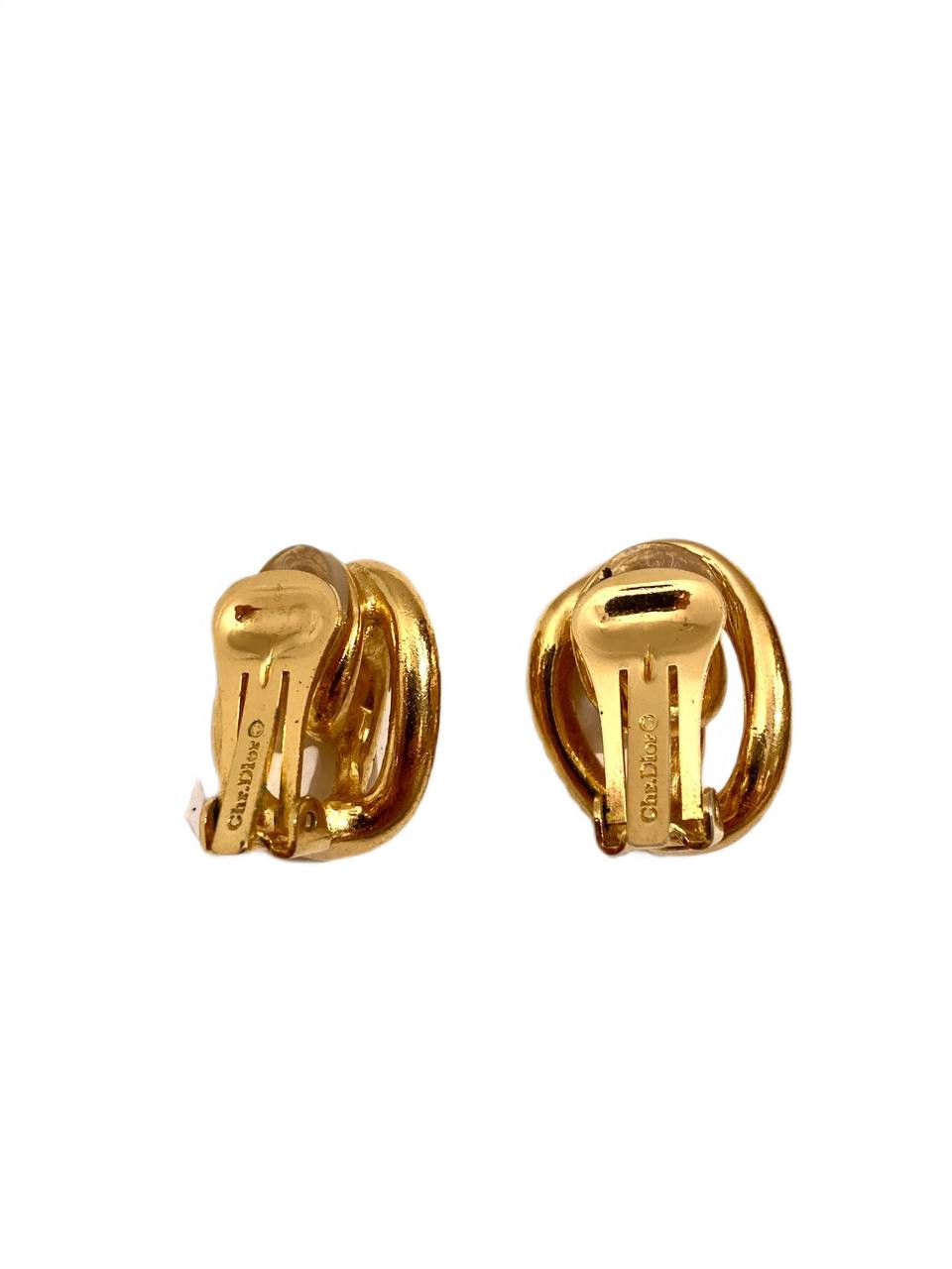 Dior Dior CD Vintage Gold Crystals Earrings Ear Clips Size ONE SIZE - 3 Thumbnail