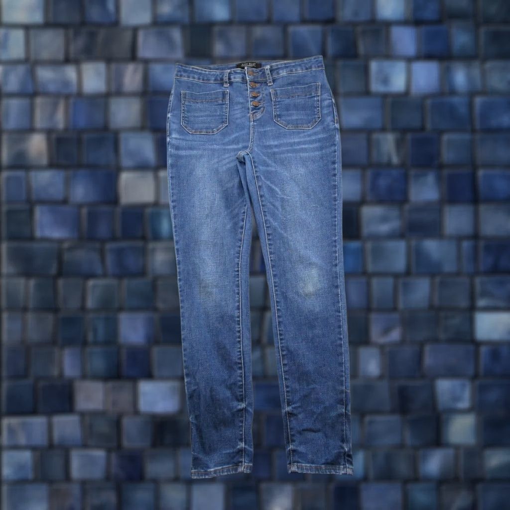 Denime Judy Blue Jeans Skinny Button Fly Womens Size 29 Medium Wash Denim Stretch 5-Pocket Size 29" - 1 Thumbnail