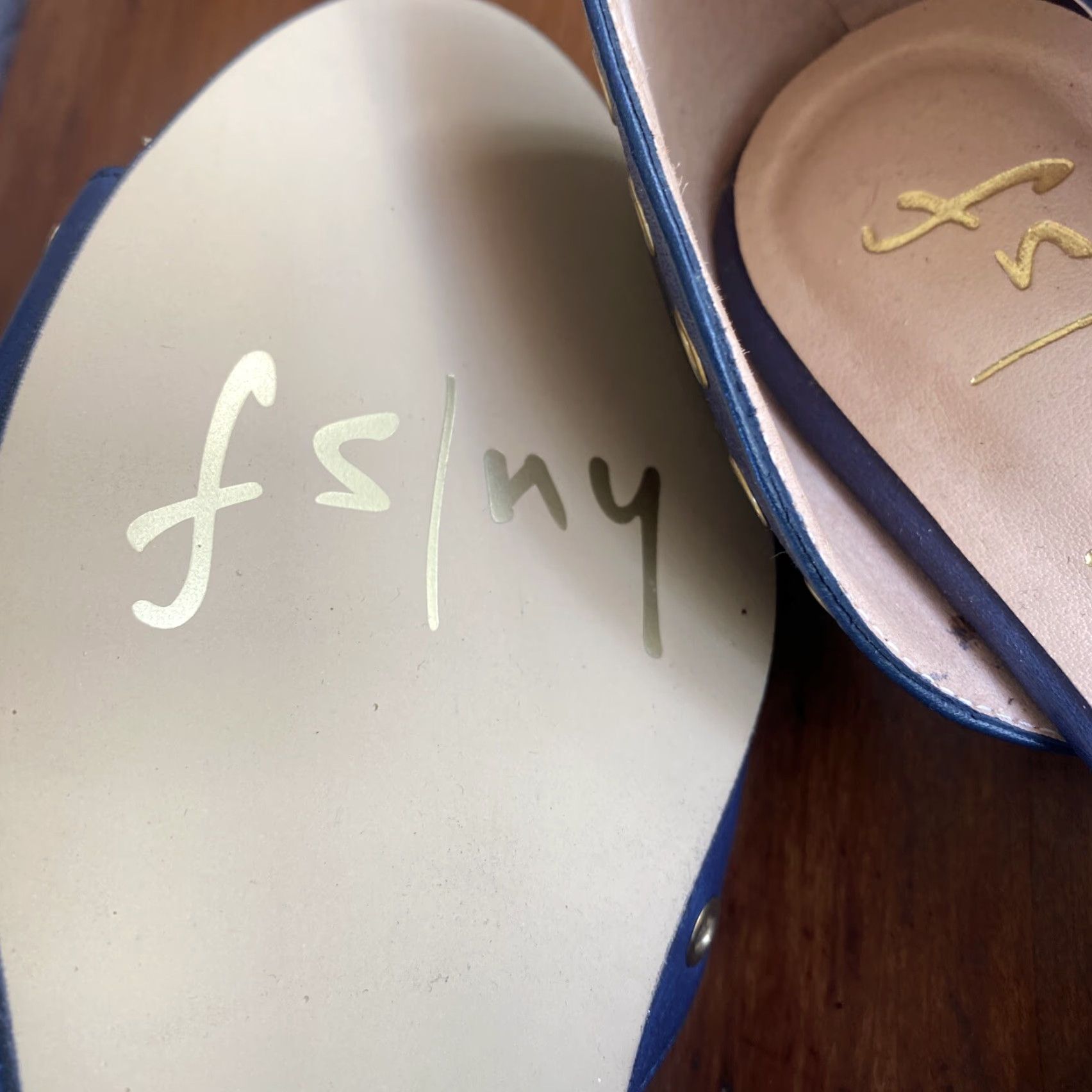 J Brand Fs/ny Brand new Womens blue Leather Sandals Size 8.5 Slide Blue Leather Womens 8.5 Size US 8.5 / IT 38.5 - 6 Thumbnail