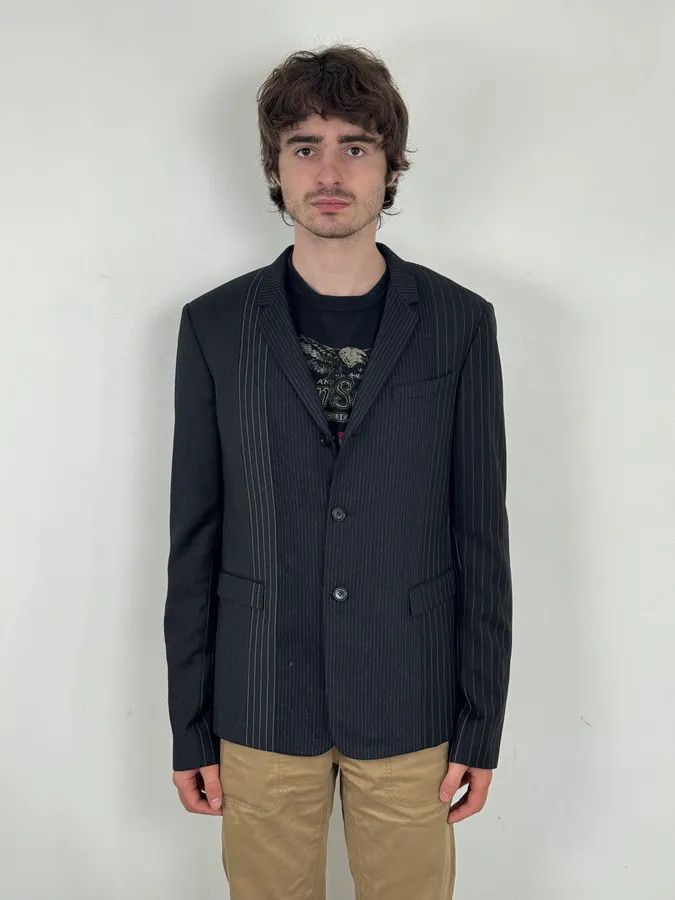 Dior 2010s Dior Grey Wool White Pinstripe Blazer Jacket by Kris Van Assche Size 42R - 2 Thumbnail