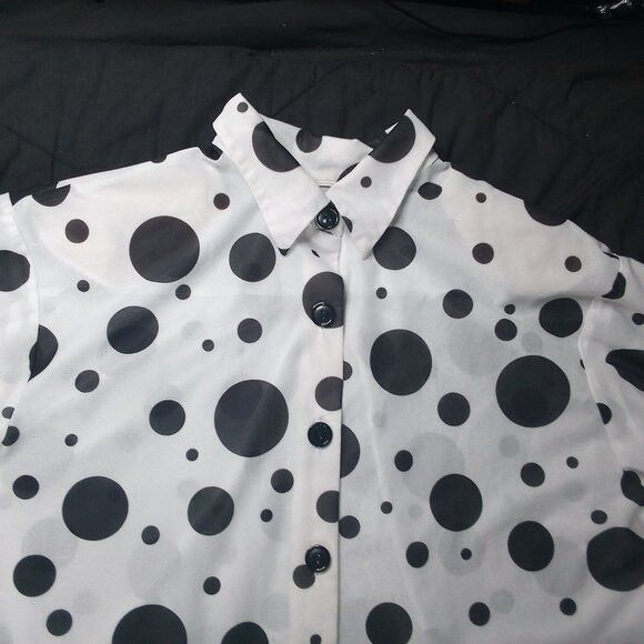 Vintage Vintage Black Polka Dots Polyester Disco Shirt Size XXL / US 16-18 / IT 52-54 - 1 Thumbnail