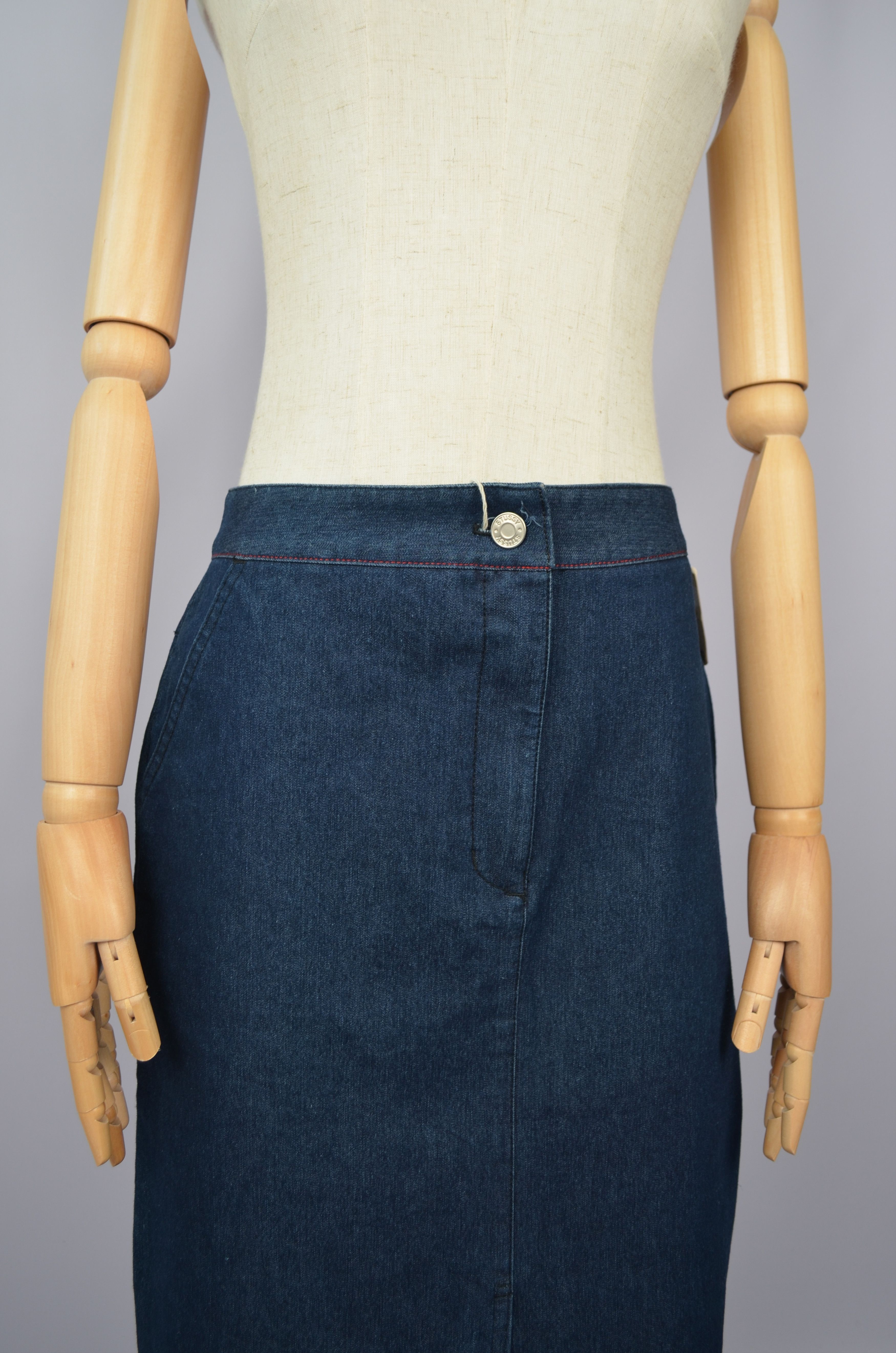 Designer × Stussy Stussy Blue Denim Long Skirt Size 7 / 28 Small y2k 00s NWT Size 28" / US 6 / IT 42 - 3 Thumbnail