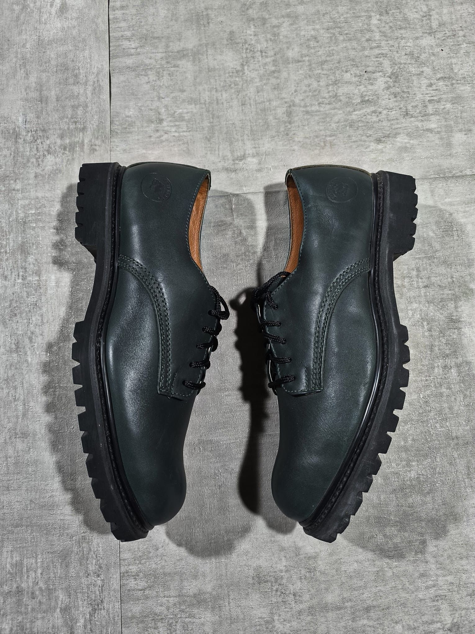 Leather Chunky London Grinders Dark Green Derby Leather Shoes Size US 12 / EU 45 - 9 Thumbnail
