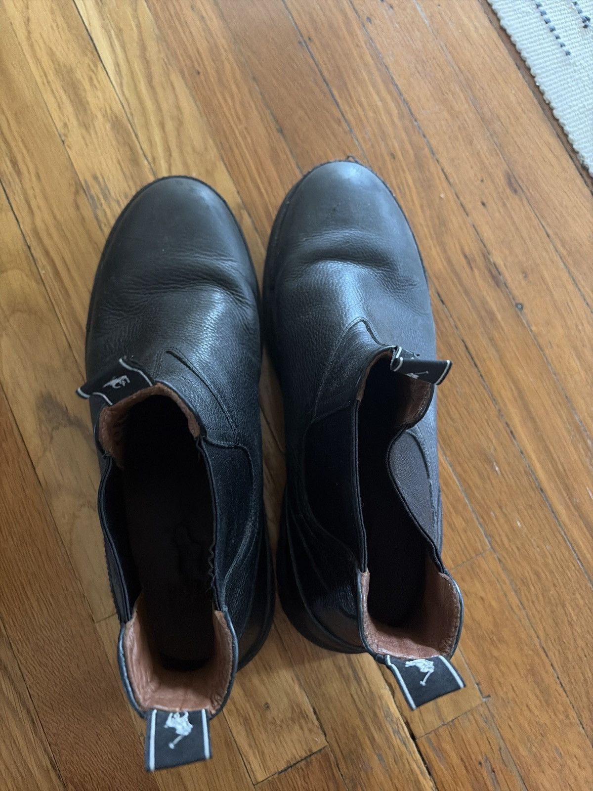 Polo Ralph Lauren Black pull on leather chelsea boots Size US 11 / EU 44 - 4 Thumbnail