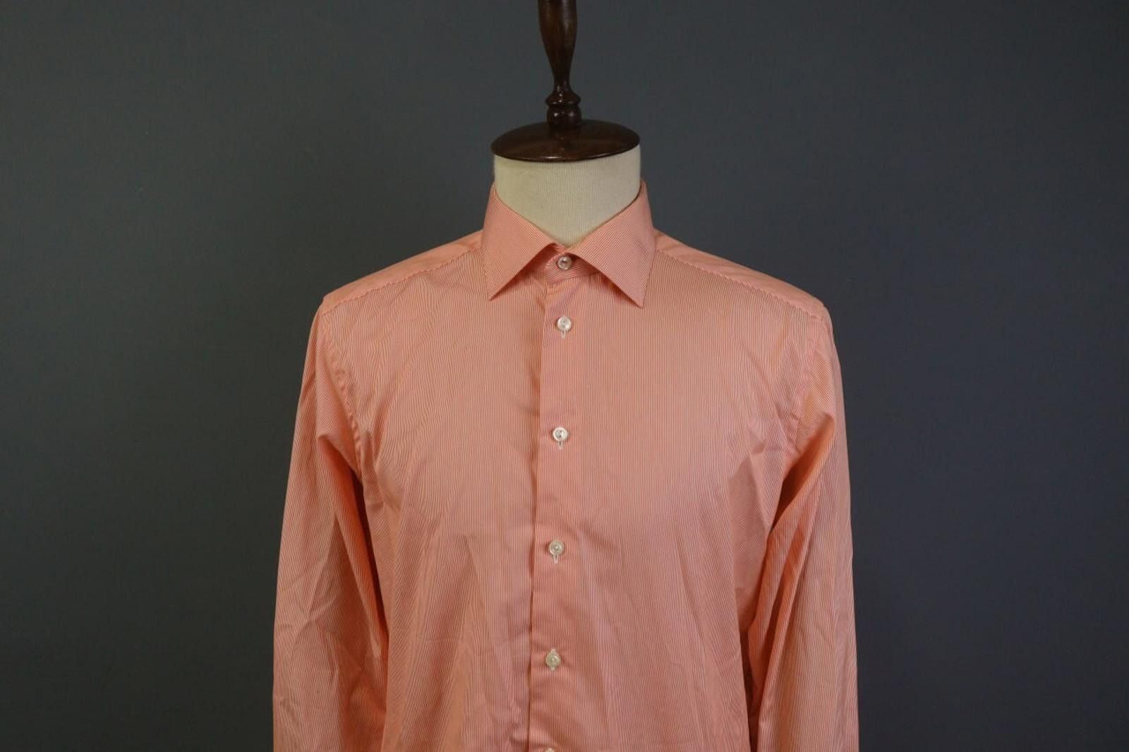 Eton Eton Orange Pinstriped Cotton Collar Dress Shirt Size 44 Size 38R - 2 Thumbnail