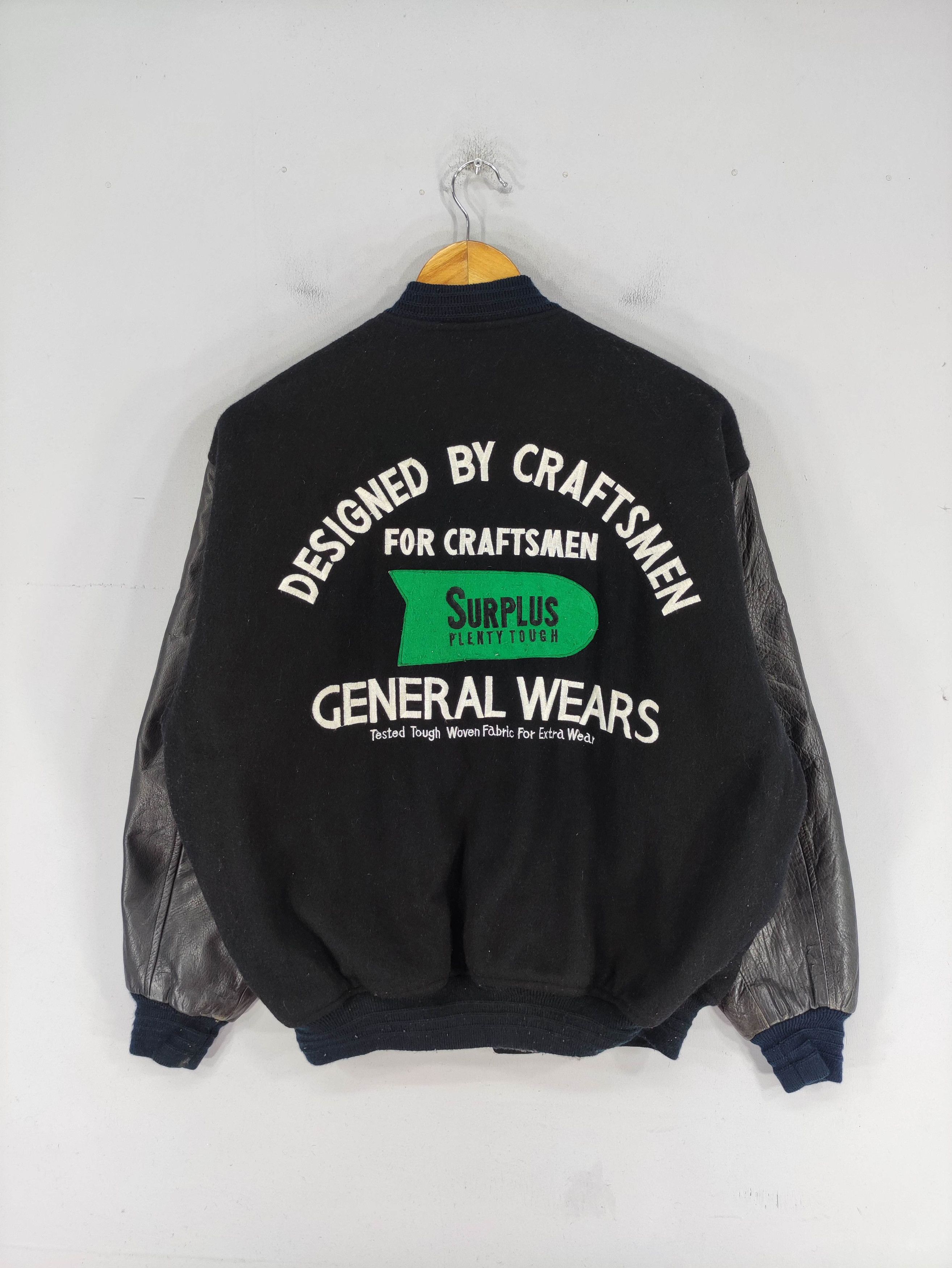 Japanese Brand Vintage Surplus Varsity Wool Jacket Leather Sleeve Size US L / EU 52-54 / 3 - 2 Thumbnail