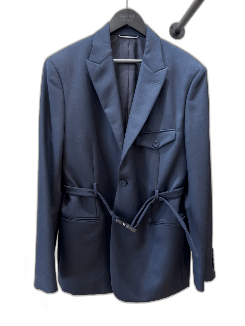 Dior Dior Dior Dark Blue Suit Jacket with Belt Design-2507 Size US L / EU 52-54 / 3 - 1 Thumbnail