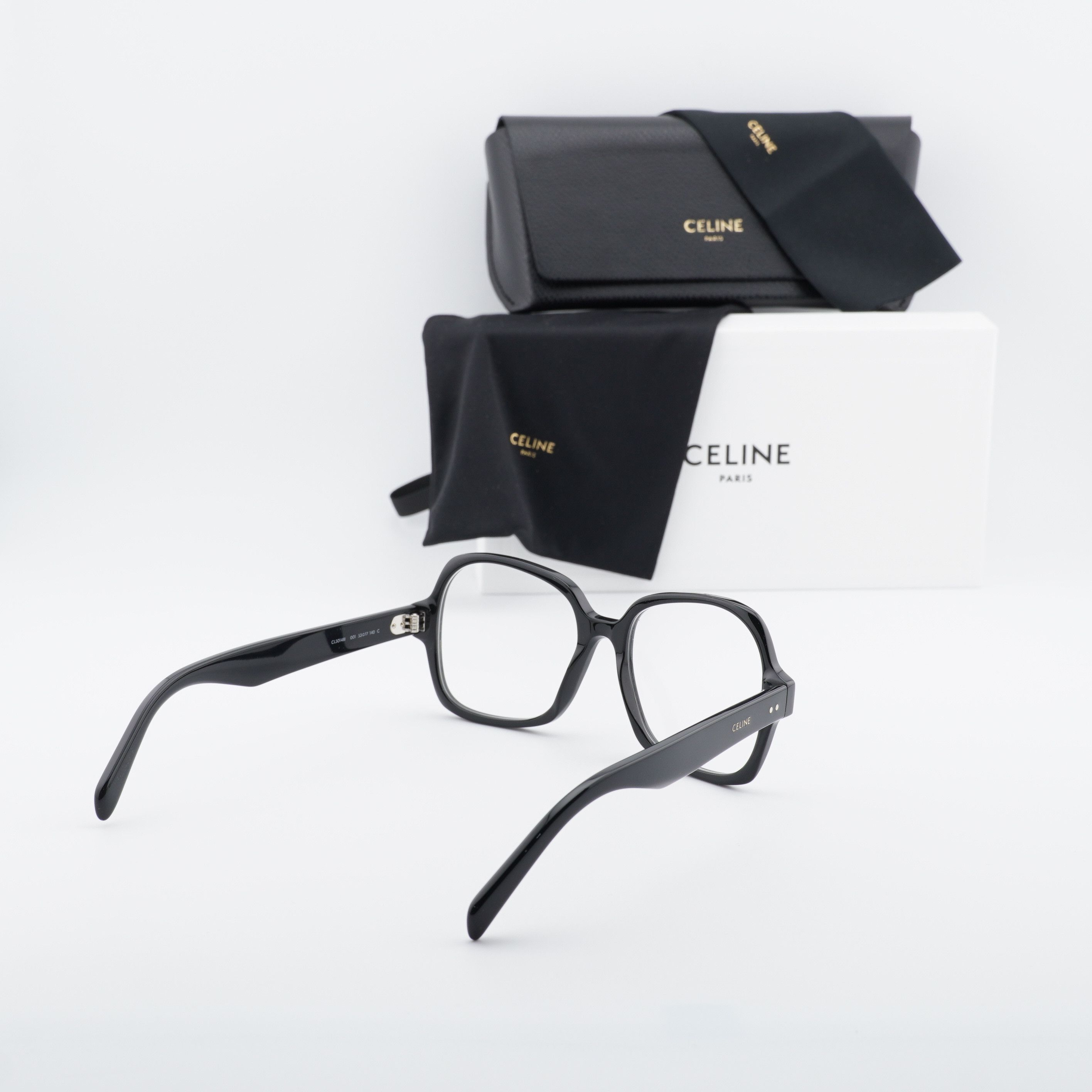 Celine Celine CL50148I 001 Eyeglasses Shiny Black 53mm Square Frame Size ONE SIZE - 9 Thumbnail