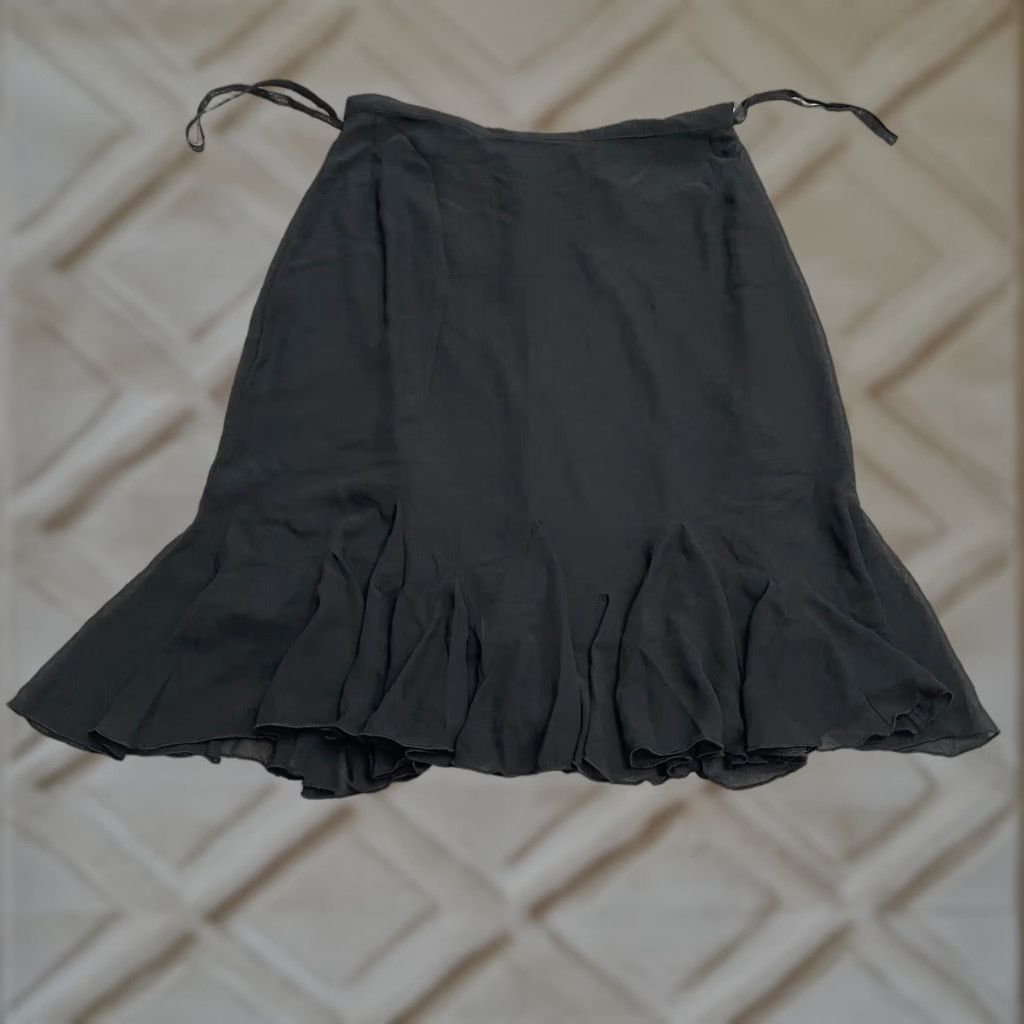 Vintage Jeffrey & Dara Women Skirt Knee Length Chiffon Black Ruffle 8 Business Workwear Vintage No Size 30" / US 8 / IT 44 - 1 Thumbnail