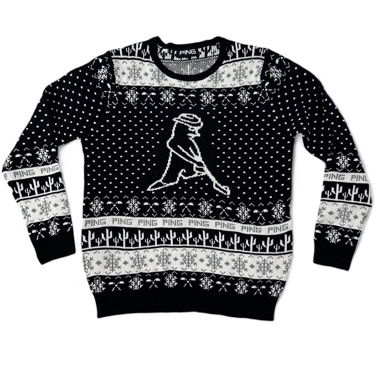 PING Mr Ping Christmas Cactus Sweater Black White Knit RARE Size US L / EU 52-54 / 3 - 1 Thumbnail