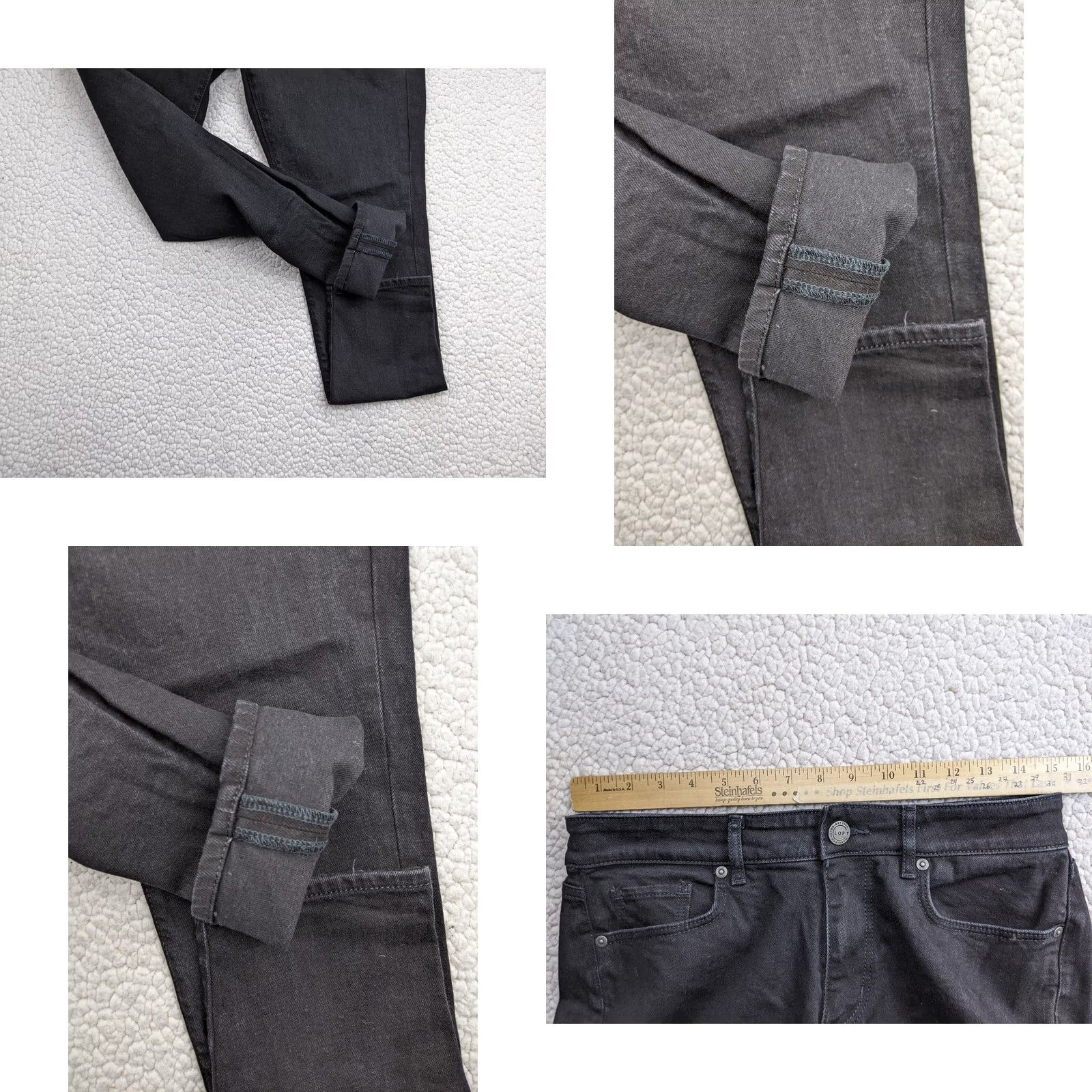 Loft LOFT Curvy Flare Jeans Womens 14 Blue Dark Wash Mid Rise 32 Inseam Zip Fly Stretch Button WAISTLYeah? Size 25" / US 0 / IT 36 - 8 Thumbnail