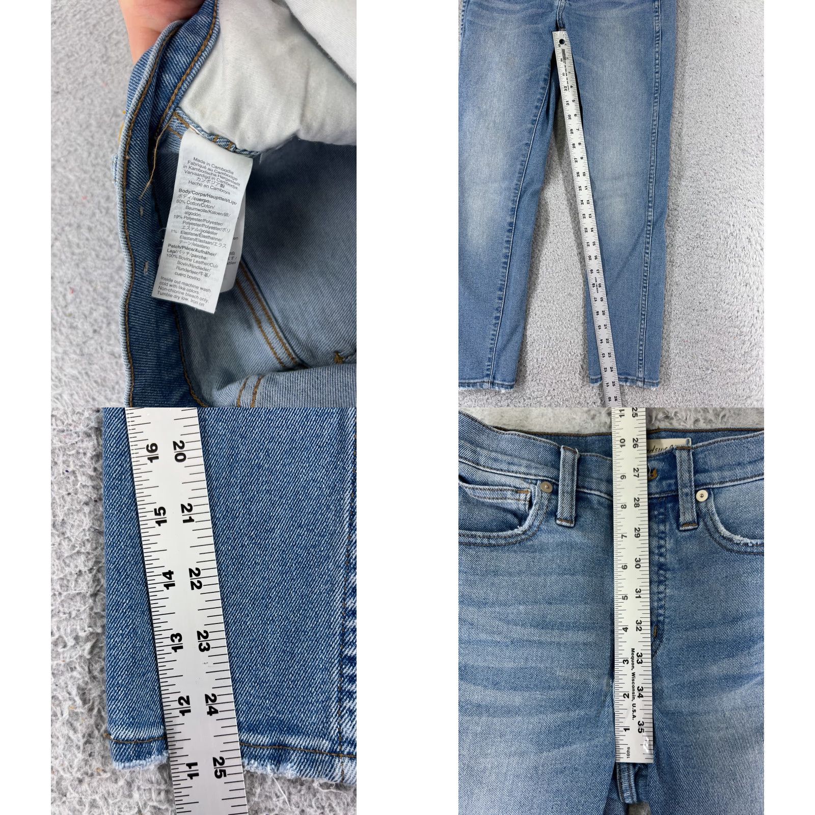 Madewell Madewell Jeans Womens 24 Blue Denim 10" High Rise Skinny Crop Cotton 24x25 Jeans Size 42" / US 20 - 8 Thumbnail