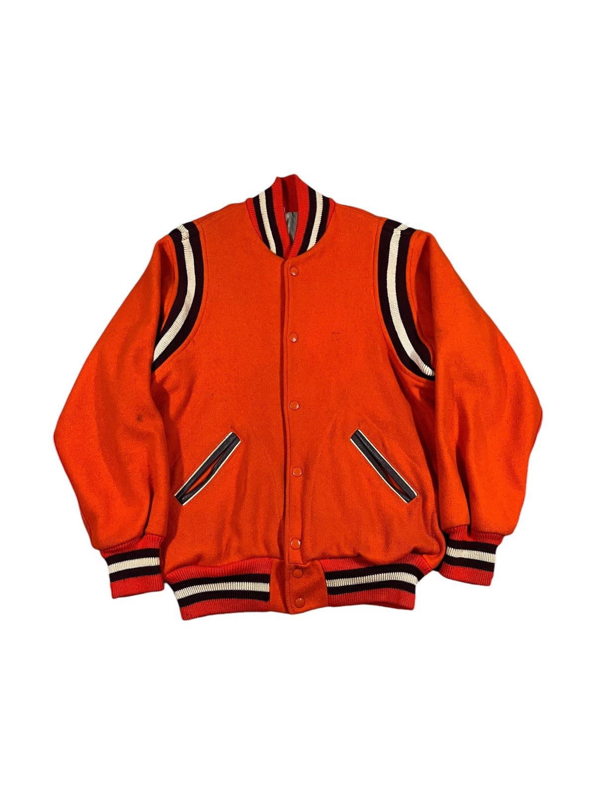 Vintage Vintage 50s Orange Wool Varsity Jacket Size US M / EU 48-50 / 2 - 1 Thumbnail