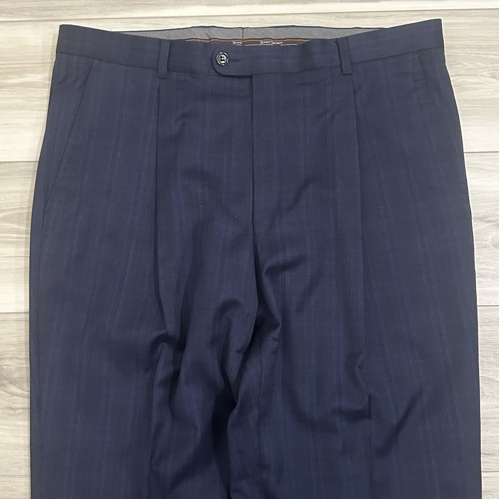 Hickey Freeman NWOT Hickey Freeman Royal Blue Window Pane Plaid Suit 42R Size 42R - 15 Thumbnail