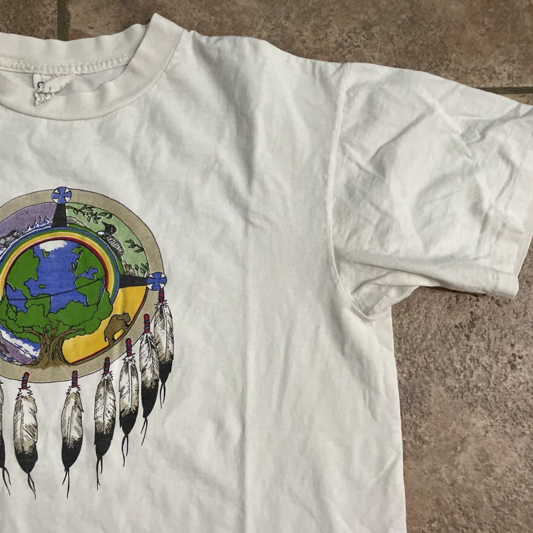 Vintage VTG Oneita T-Shirt Mens Size L White 100% Cotton Single Stitch Graphic Tee Stitch Mens Size US L / EU 52-54 / 3 - 2 Thumbnail
