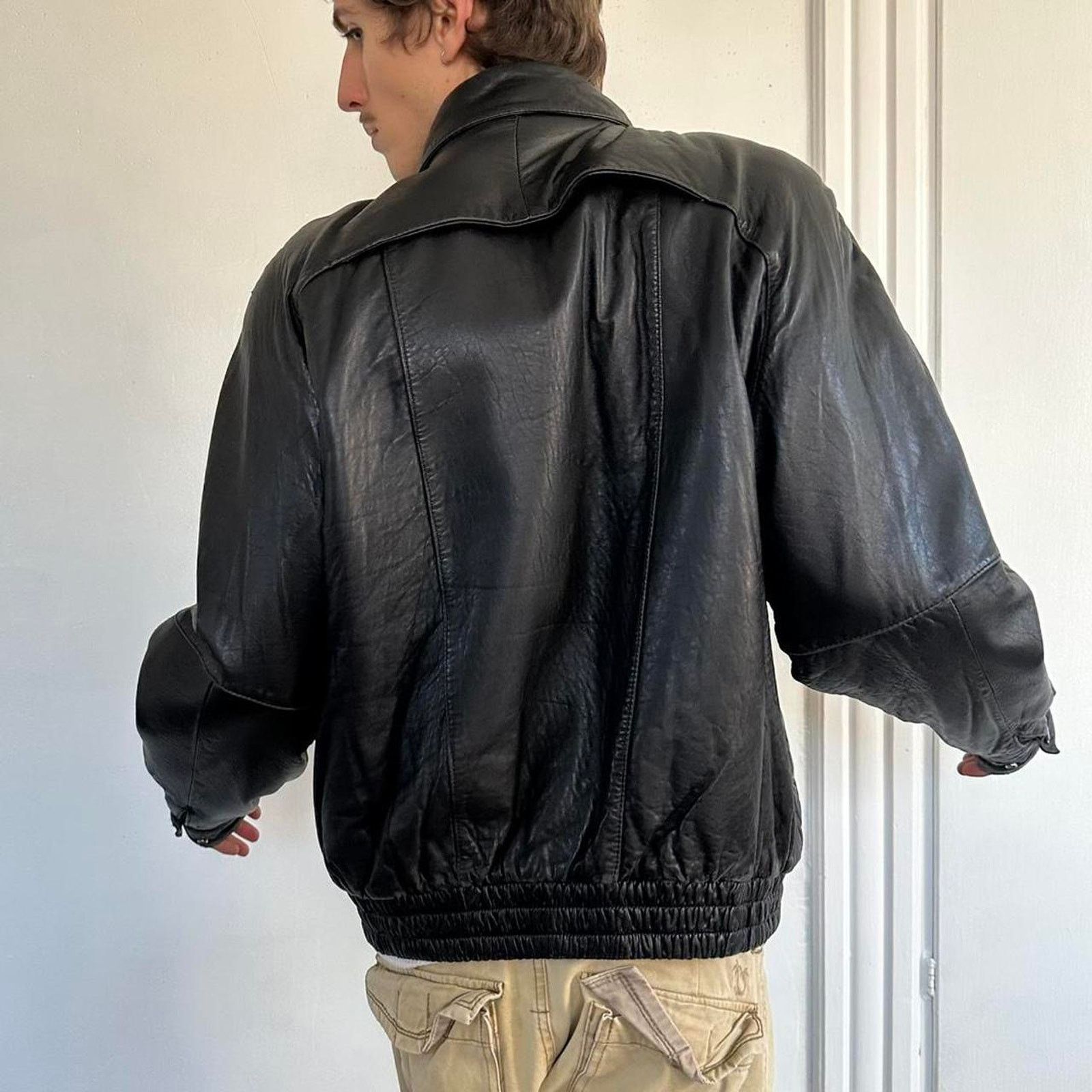 Ford × Vintage Rare Vintage 90s Ford Racing Black Leather Racing Jacket Size US M / EU 48-50 / 2 - 2 Thumbnail