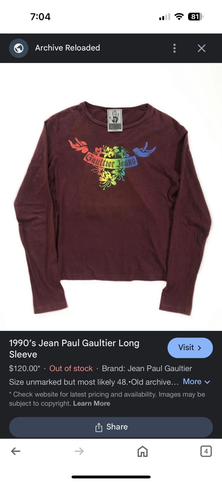 Jean Paul Gaultier 1990’s Jean Paul Gaultier Jeans Floral Mesh Shirt Size US S / EU 44-46 / 1 - 13 Thumbnail