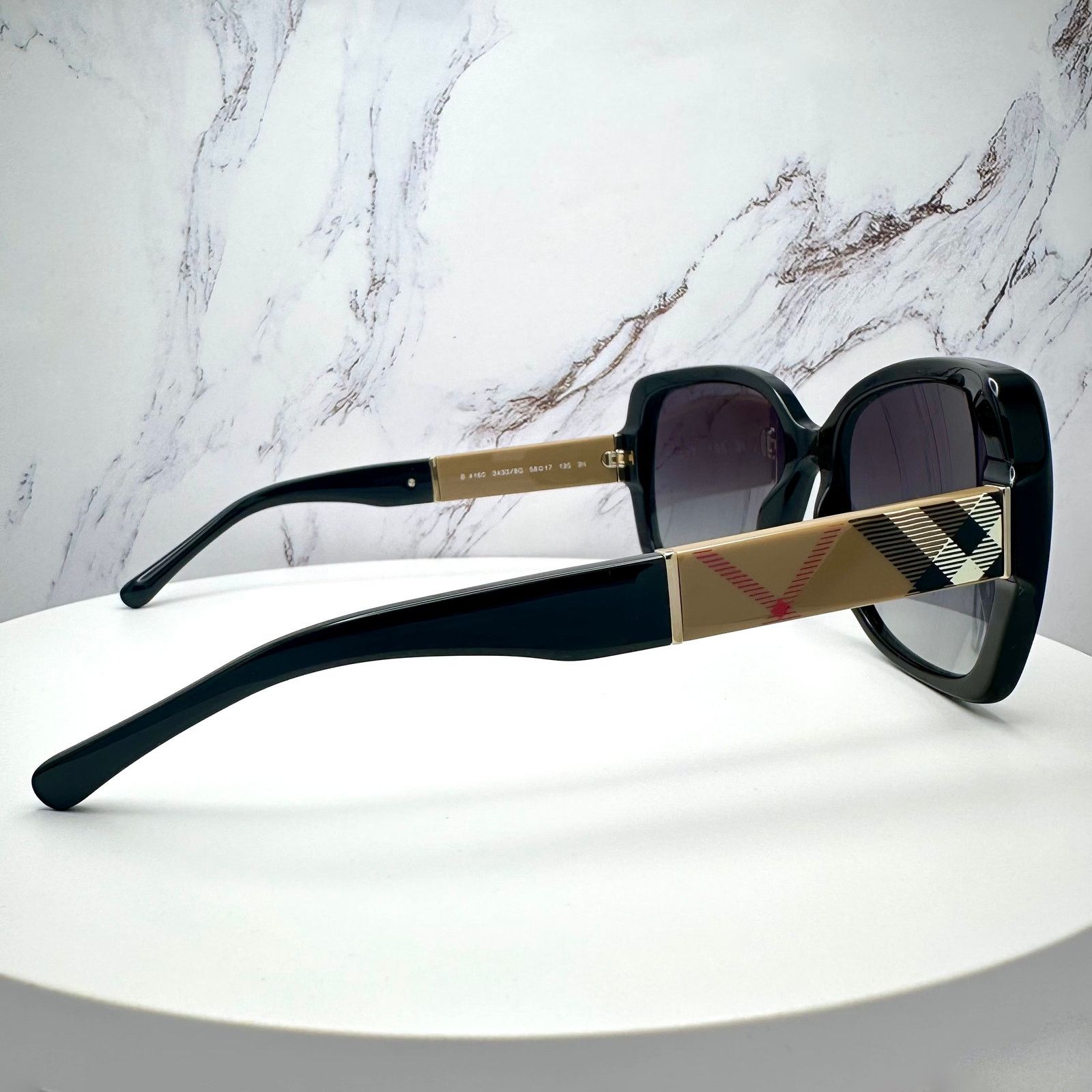 Burberry New Burberry Sunglasses Black Square Frames Checkered Arms Size ONE SIZE - 17 Thumbnail
