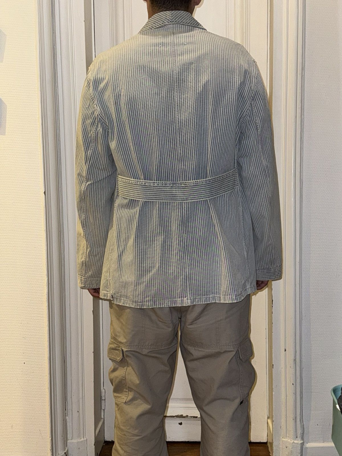 Maison Margiela Maison Margiela - Distressed Striped Gabardine Jacket Size US L / EU 52-54 / 3 - 5 Thumbnail