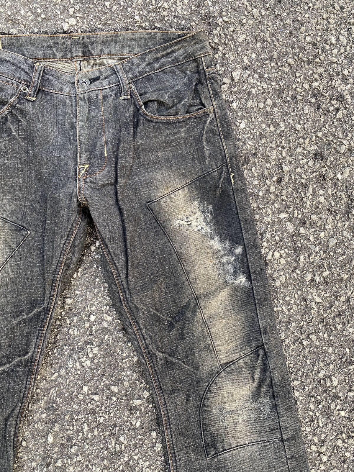 If Six Was Nine × Japanese Brand × Le Grande Bleu (L.G.B.) Flare Vintage Steen Blue Patchwork Distressed Denim Size US 31 - 7 Thumbnail