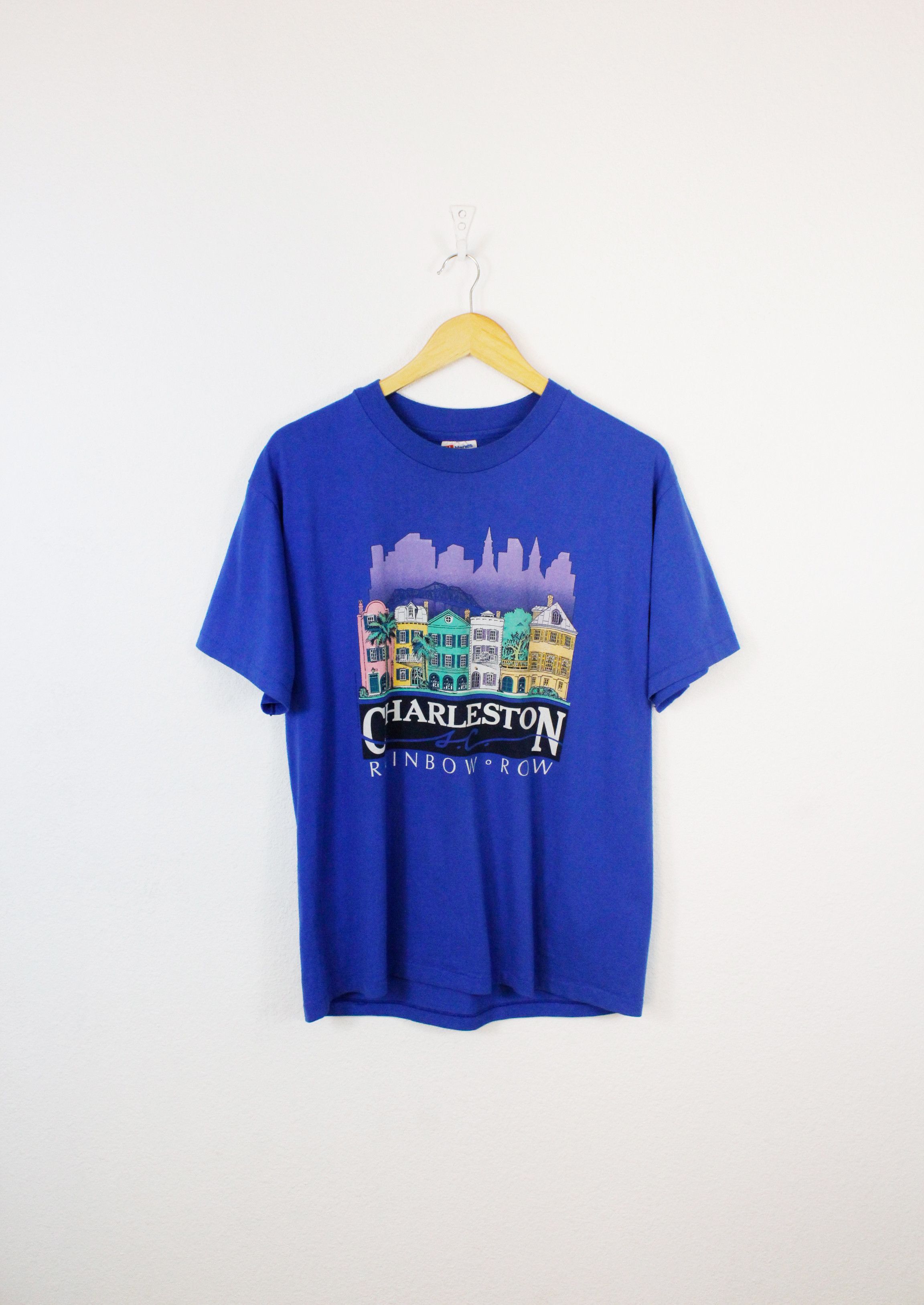 Rainbow × Vintage Vintage 1988 Charleston Rainbow Row Graphic Tee 80s Size US L / EU 52-54 / 3 - 1 Thumbnail