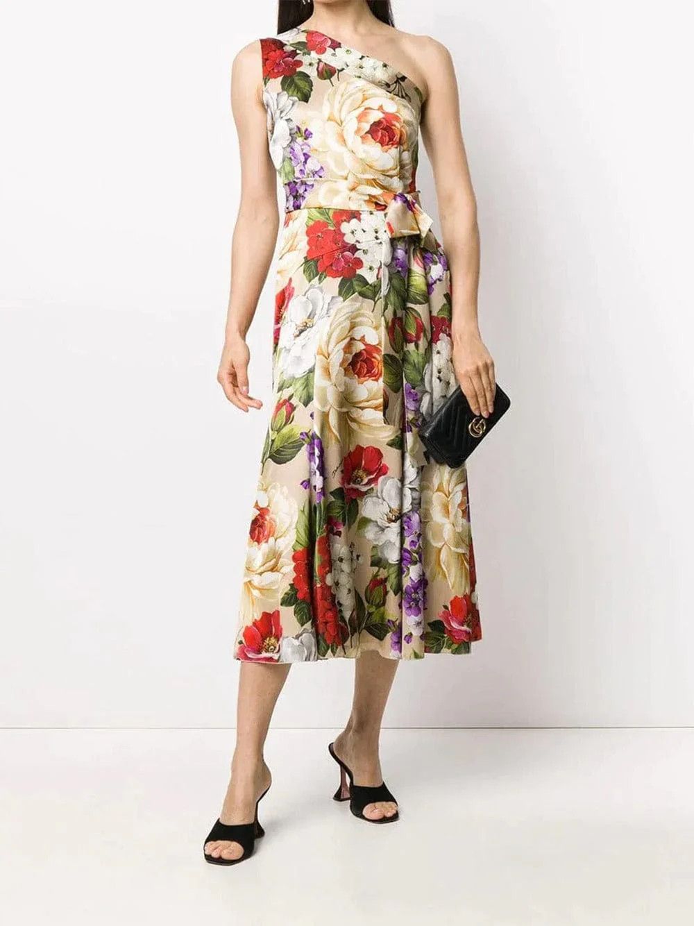 Dolce & Gabbana o1y0825 One-Shoulder Midi Dress in Multicolor Size S / US 4 / IT 40 - 4 Thumbnail