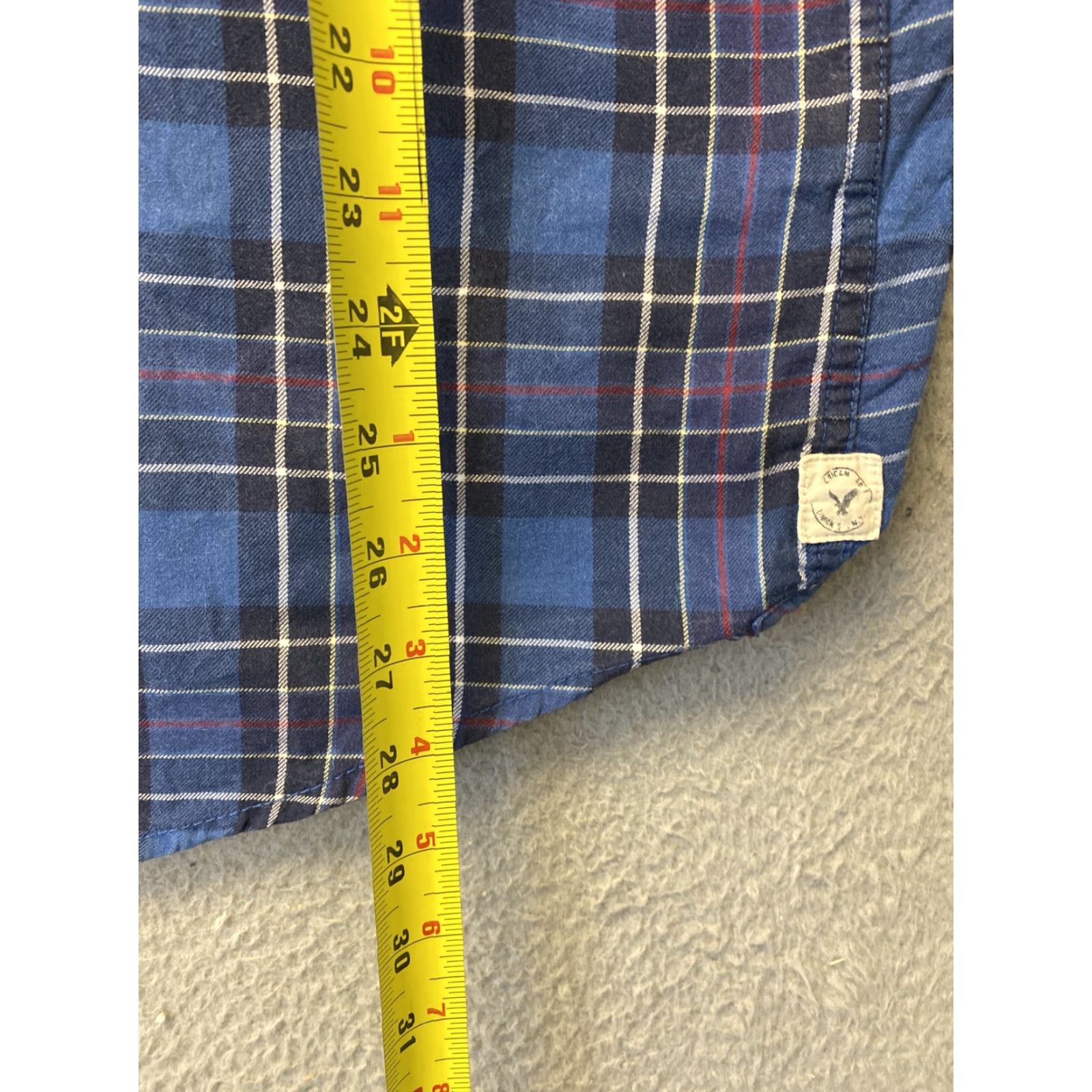 American Eagle Outfitters American Eagle Outfitters Button-Up Shirt Men's L Long Sleeve Blue Plaid Logo Shirt Size US L / EU 52-54 / 3 - 7 Thumbnail