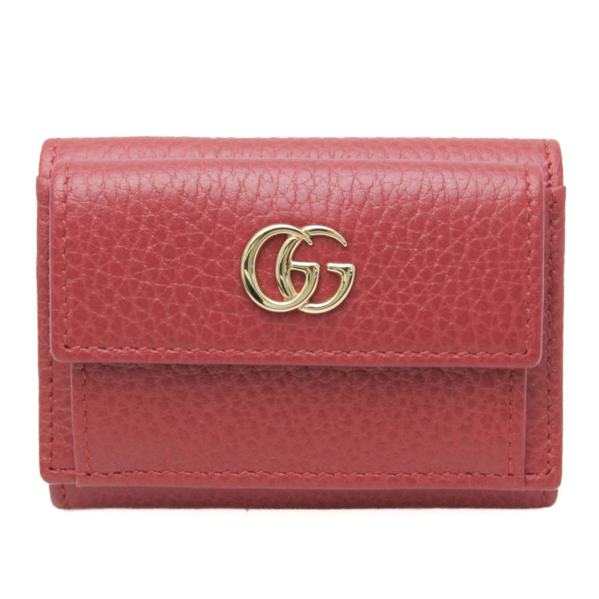Gucci Petit Marmont 523277 Women's Leather Wallet (tri-fold) Red Color