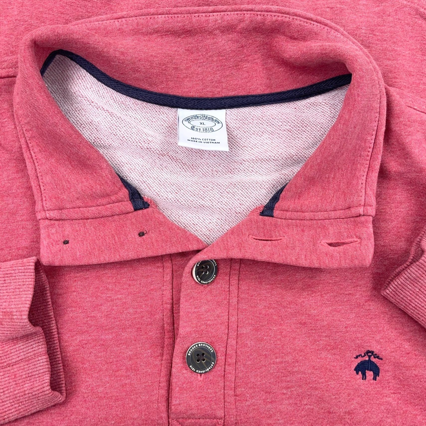 Brooks Brothers VINTAGE Brooks Brothers Sweater Men XL Pink Pullover Henley Sweatshirt Pockets Knit Logo Modern Preppy Sports Size US XL / EU 56 / 4 - 2 Thumbnail