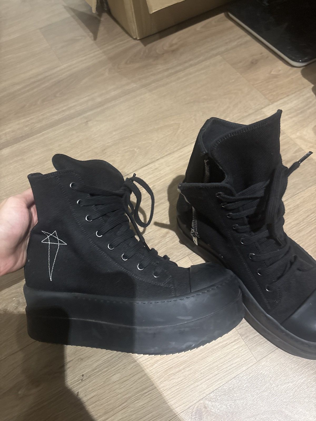 Rick Owens Drkshdw Rick Owens DRKSHDW Ramones High Top Platform Sneakers Size US 8 / IT 38 - 1 Thumbnail