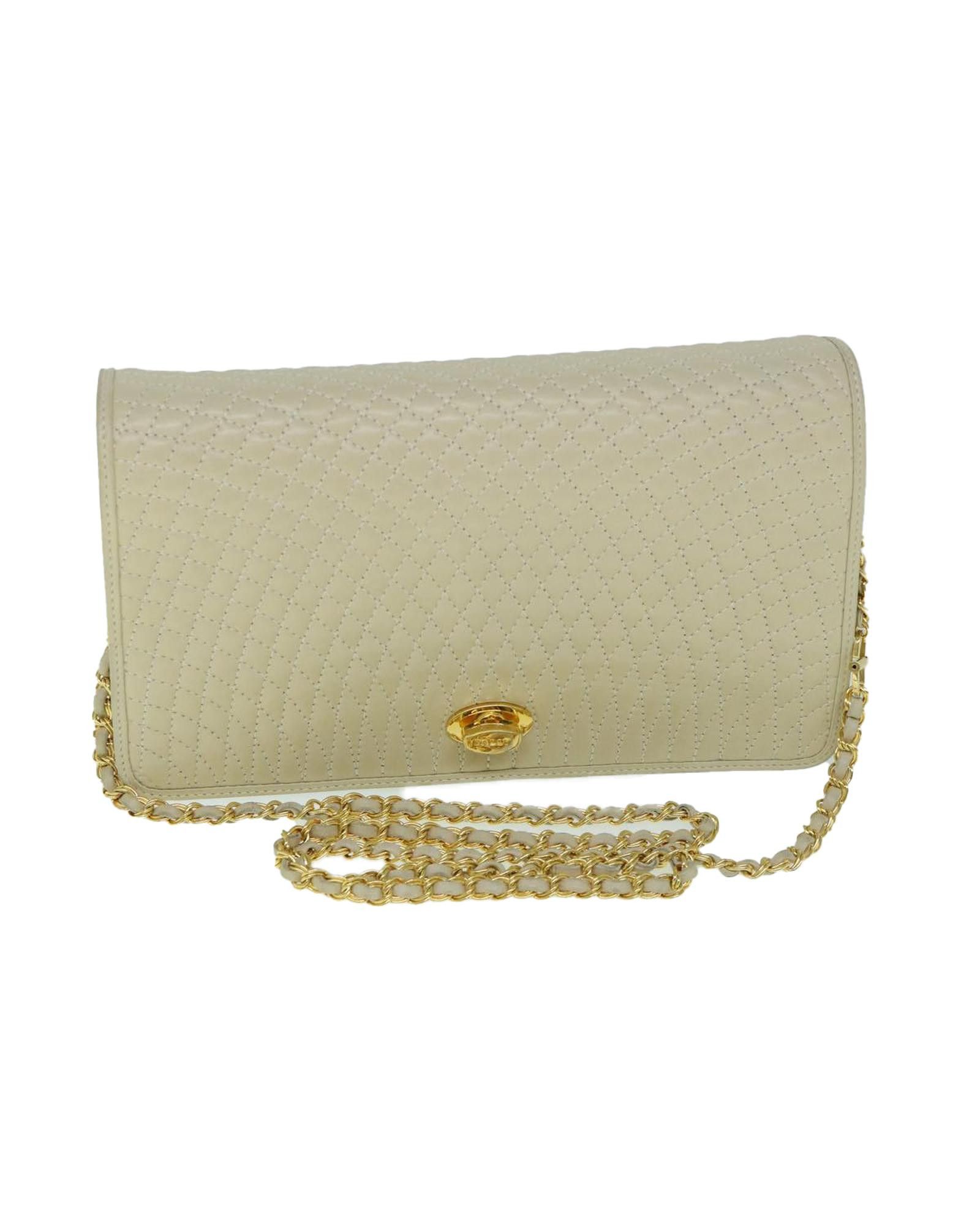 image of Bally Elegant Beige Leather Shoulder Bag, Women's