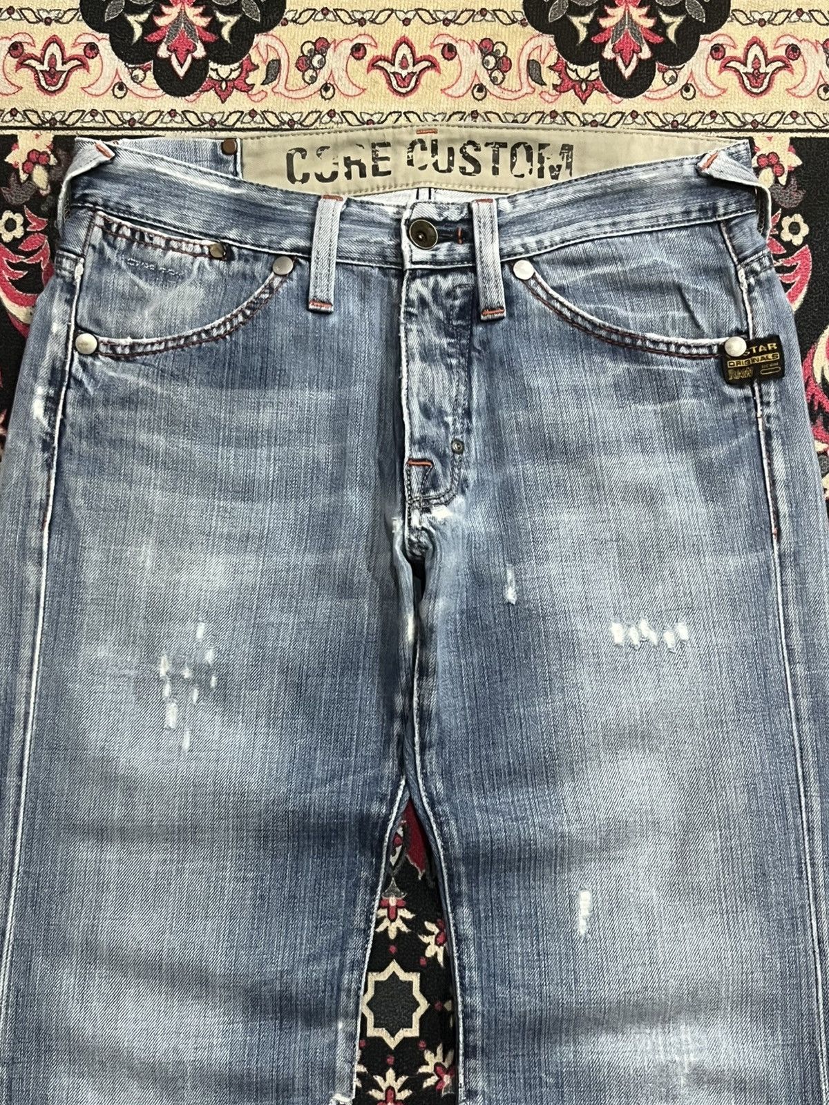 G-Star Vintage G-Star Raw Light Blue Washed Fringe Flare Jeans Size US 30 / EU 46 - 4 Thumbnail