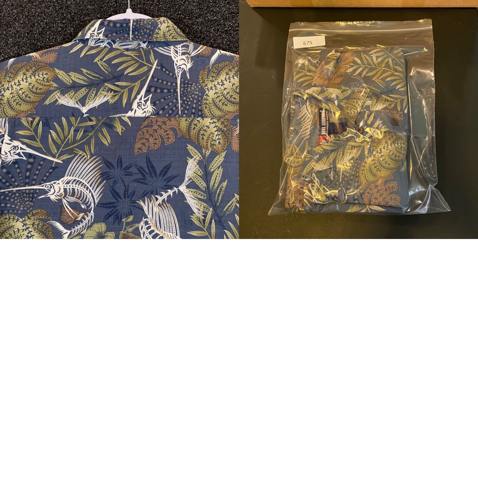 Vintage VINTAGE is not applicable; Reel Legends Shirt Mens Large Blue Floral Fish Button Up Outdoor S/S Performance Size US L / EU 52-54 / 3 - 8 Thumbnail