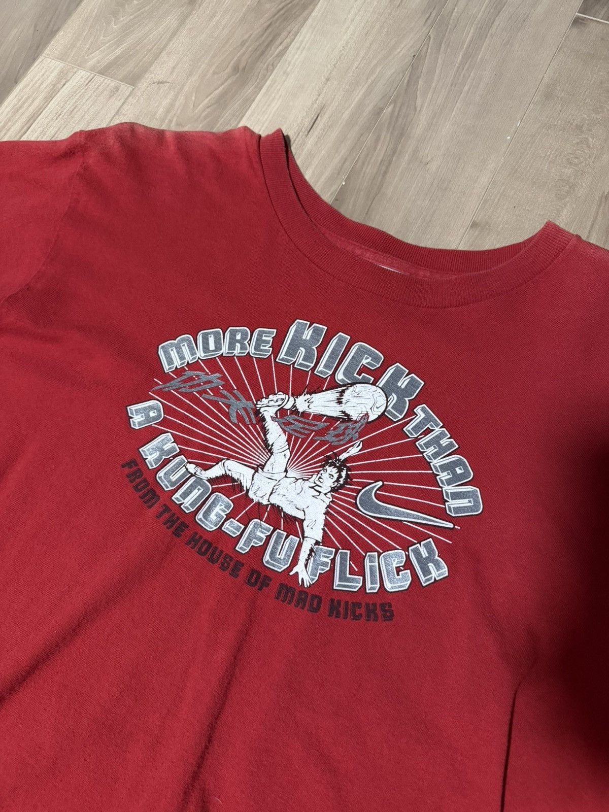 Nike Vintage Nike More Kick Than A Kung-Fu Flick T-Shirt Size US XL / EU 56 / 4 - 3 Thumbnail