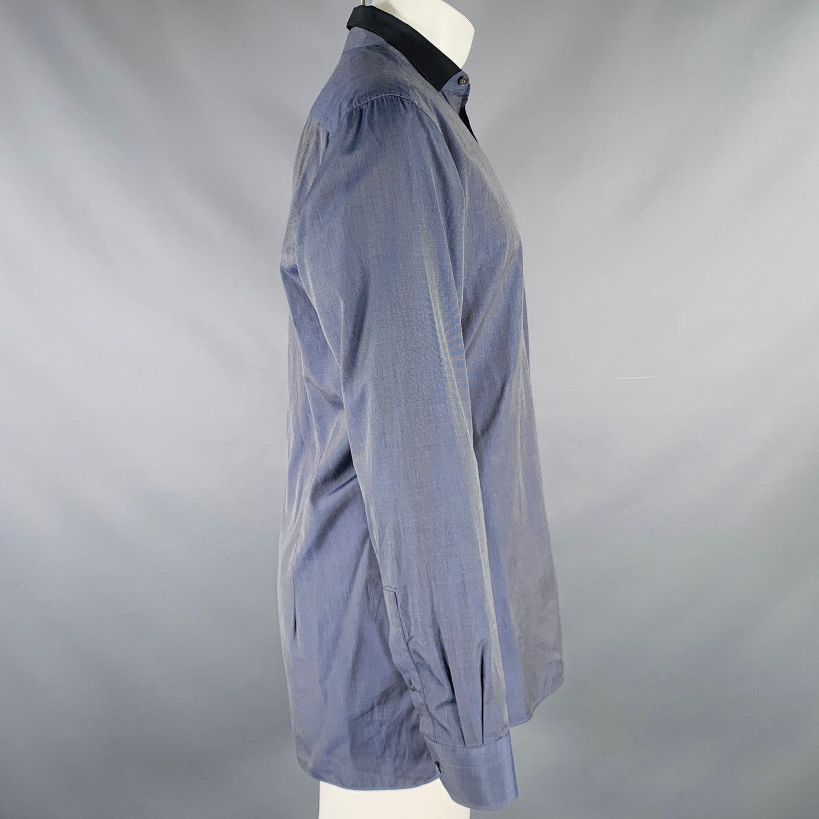 Lanvin Size M Navy Black Grid Cotton Button Up Long Sleeve Shirt Size US M / EU 48-50 / 2 - 3 Thumbnail