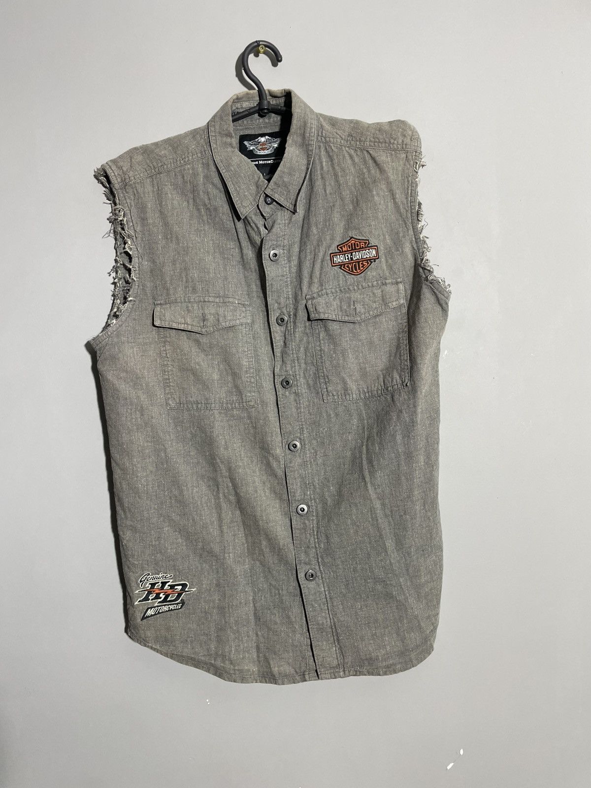 Harley Davidson × Vintage Vintage Harley Davidson Linen Button up vest size L Size US L / EU 52-54 / 3 - 1 Thumbnail
