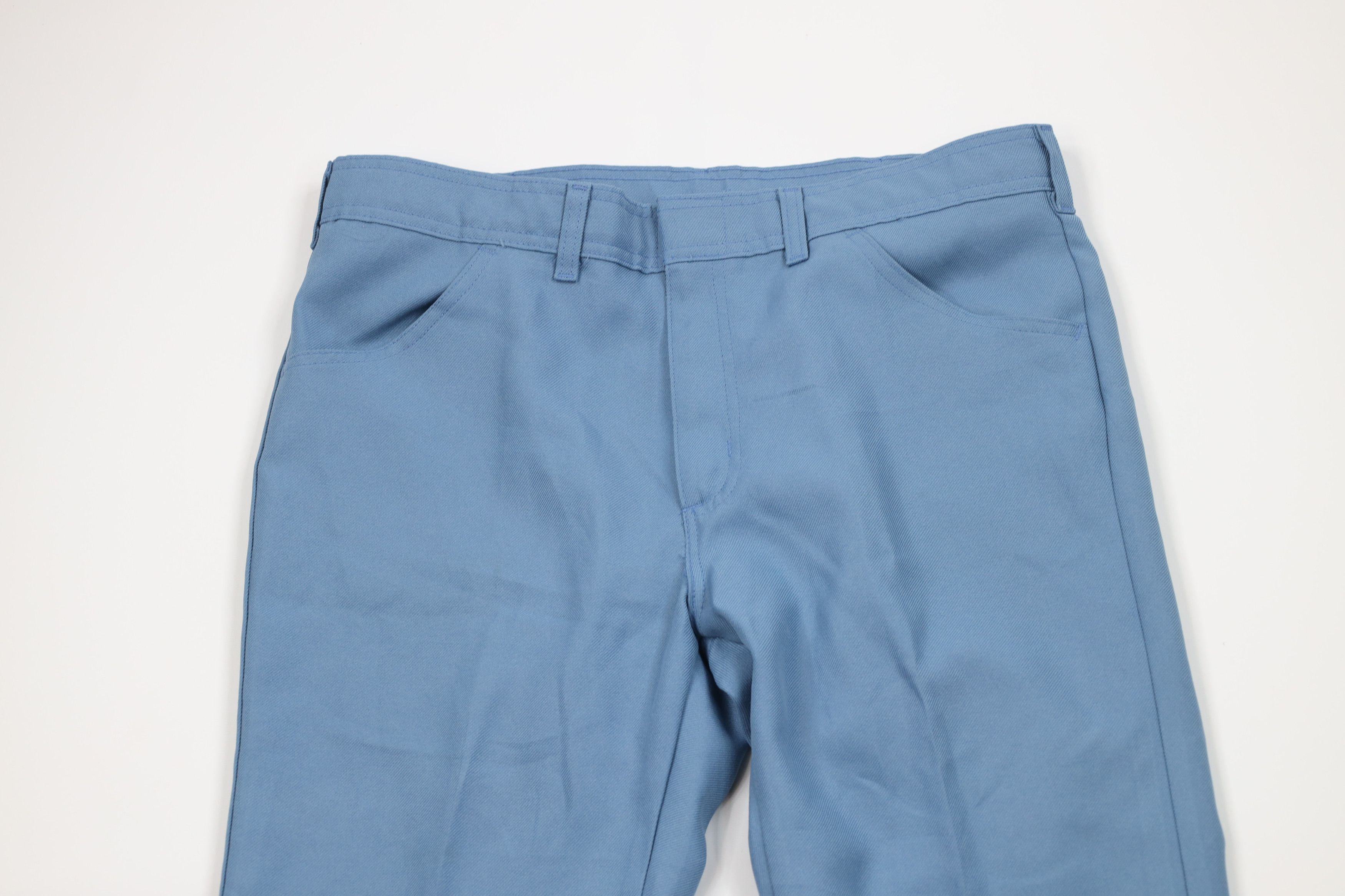 Vintage Vintage 70s Streetwear Knit Flared Wide Leg Chino Pants Blue Size US 36 / EU 52 - 2 Thumbnail