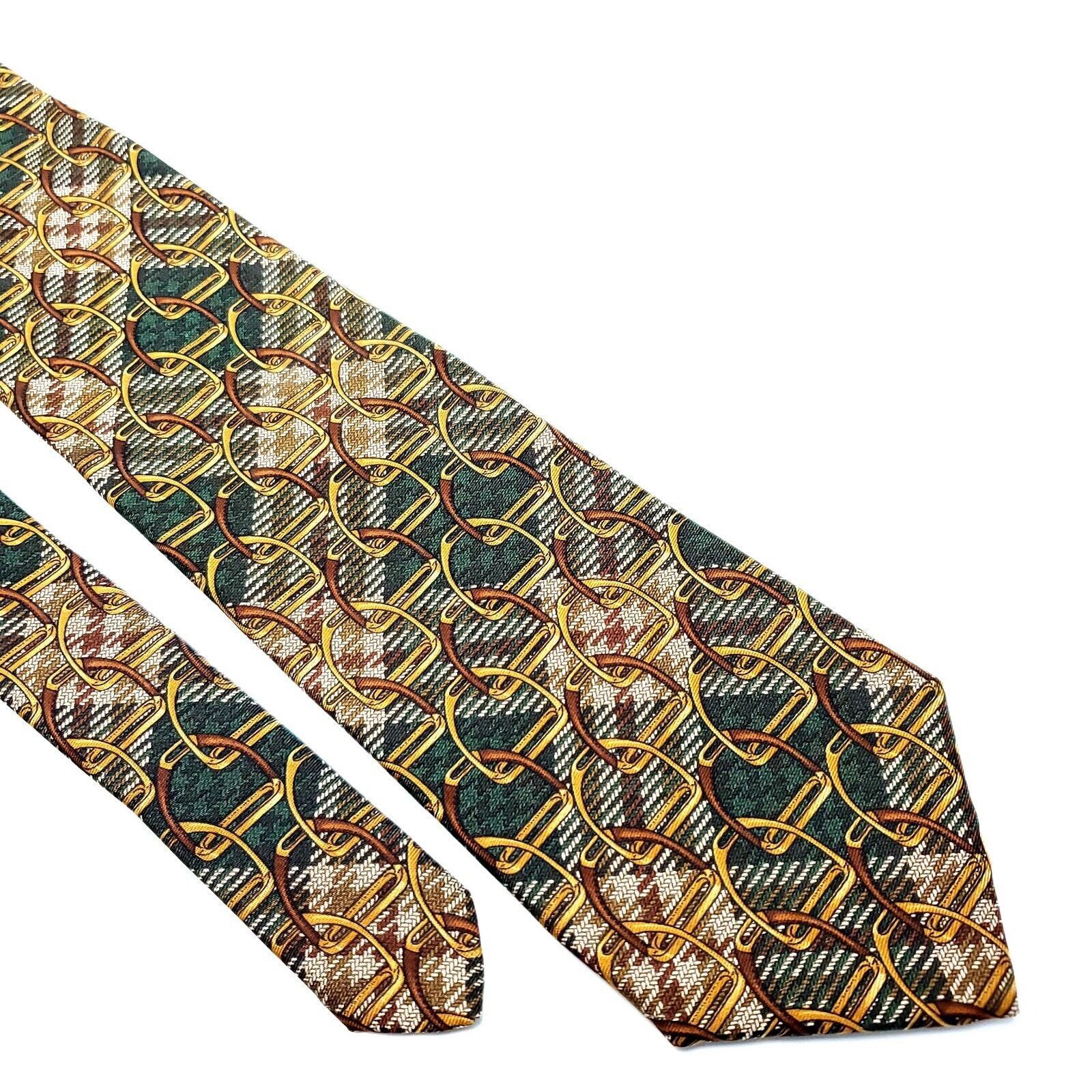 Brooks Brothers Brooks Brothers Makers Silk Tie Print Green Brown Chains Sho Size ONE SIZE - 1 Thumbnail