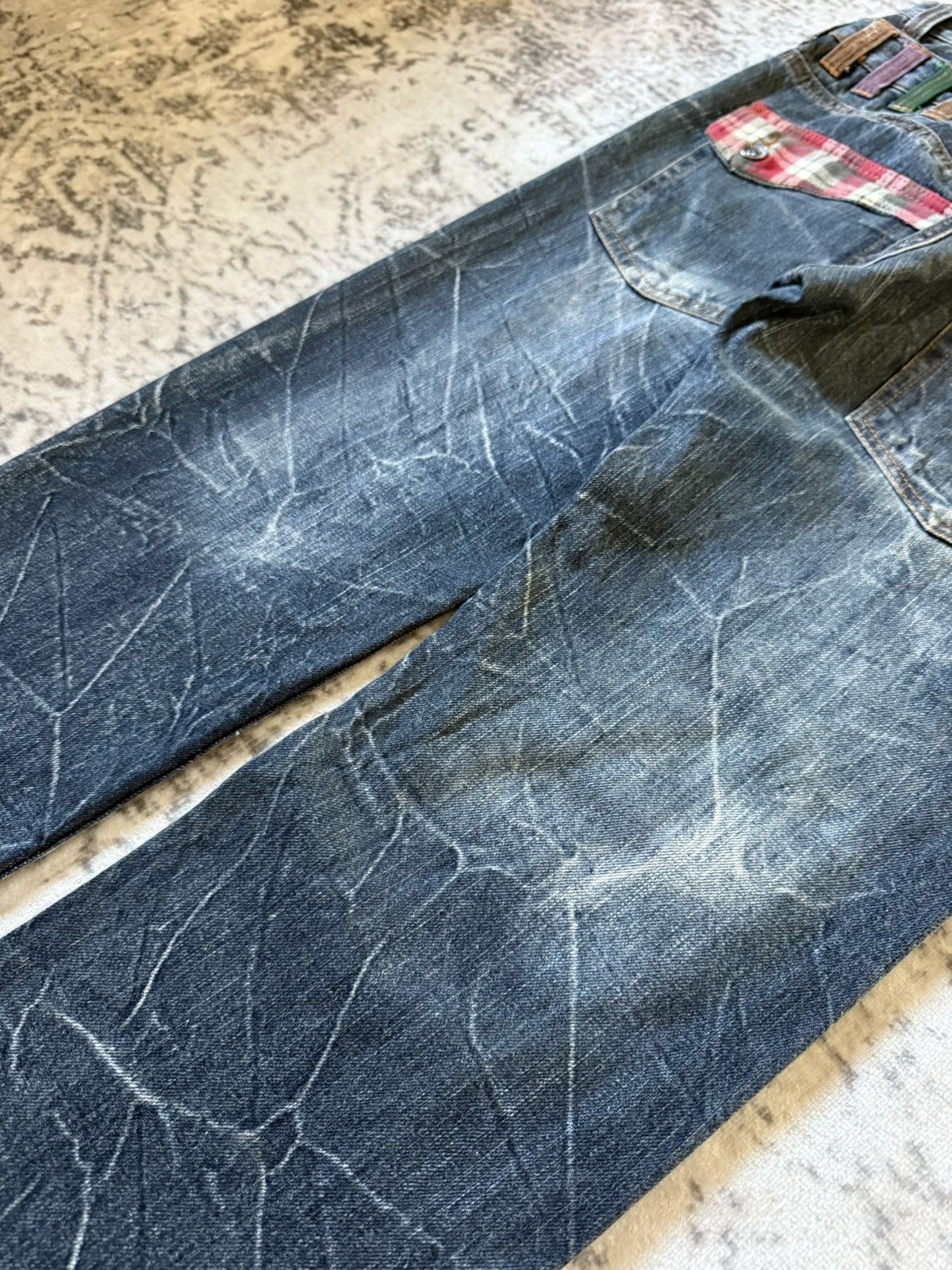 Japanese Brand Nylaus Japan Claw Mark Studded Double Waist Jeans Size US 30 / EU 46 - 20 Thumbnail