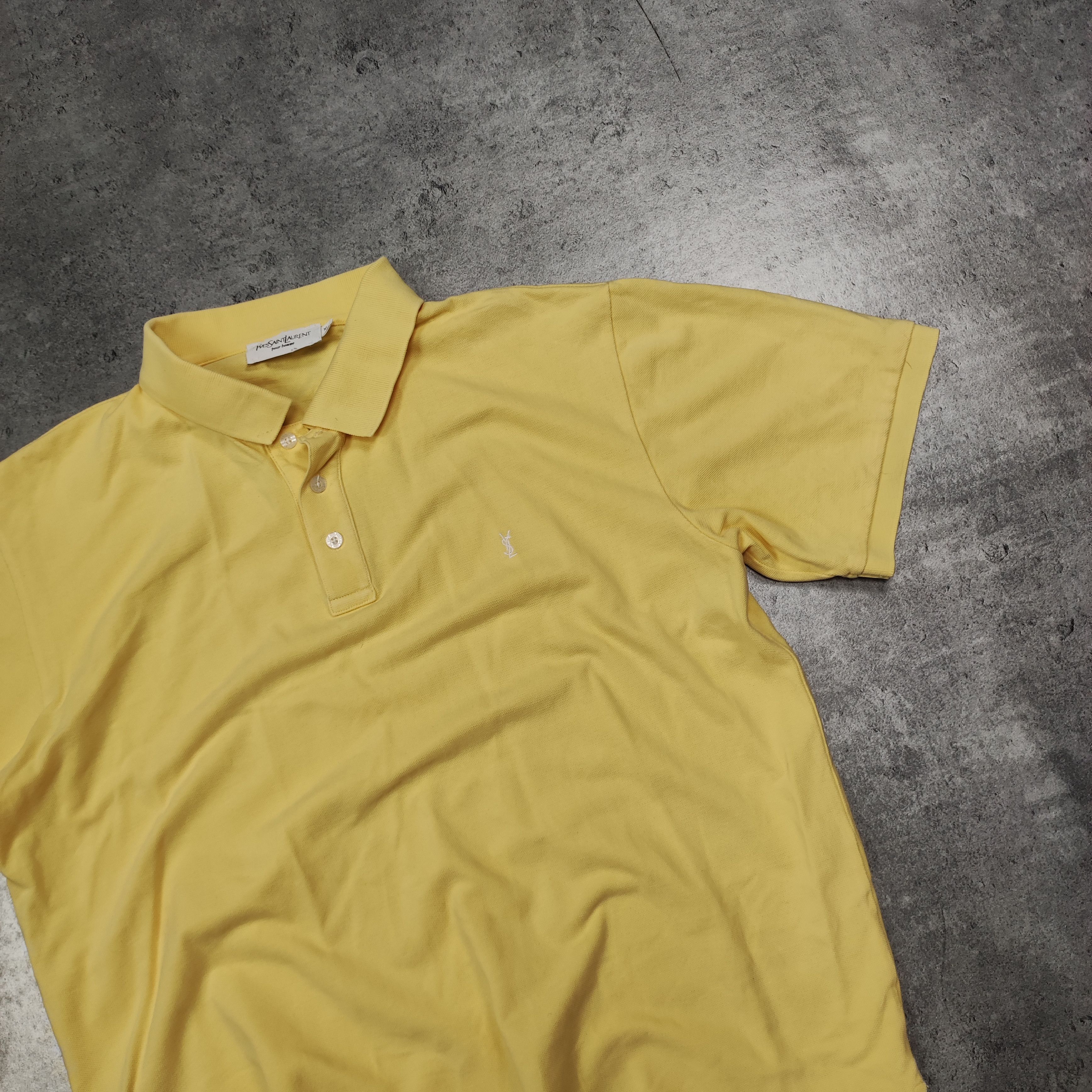 Yves Saint Laurent RARE Luxury Vintage YSL Yves Saint Laurent Yellow Polo Shirt Size US XL / EU 56 / 4 - 3 Thumbnail