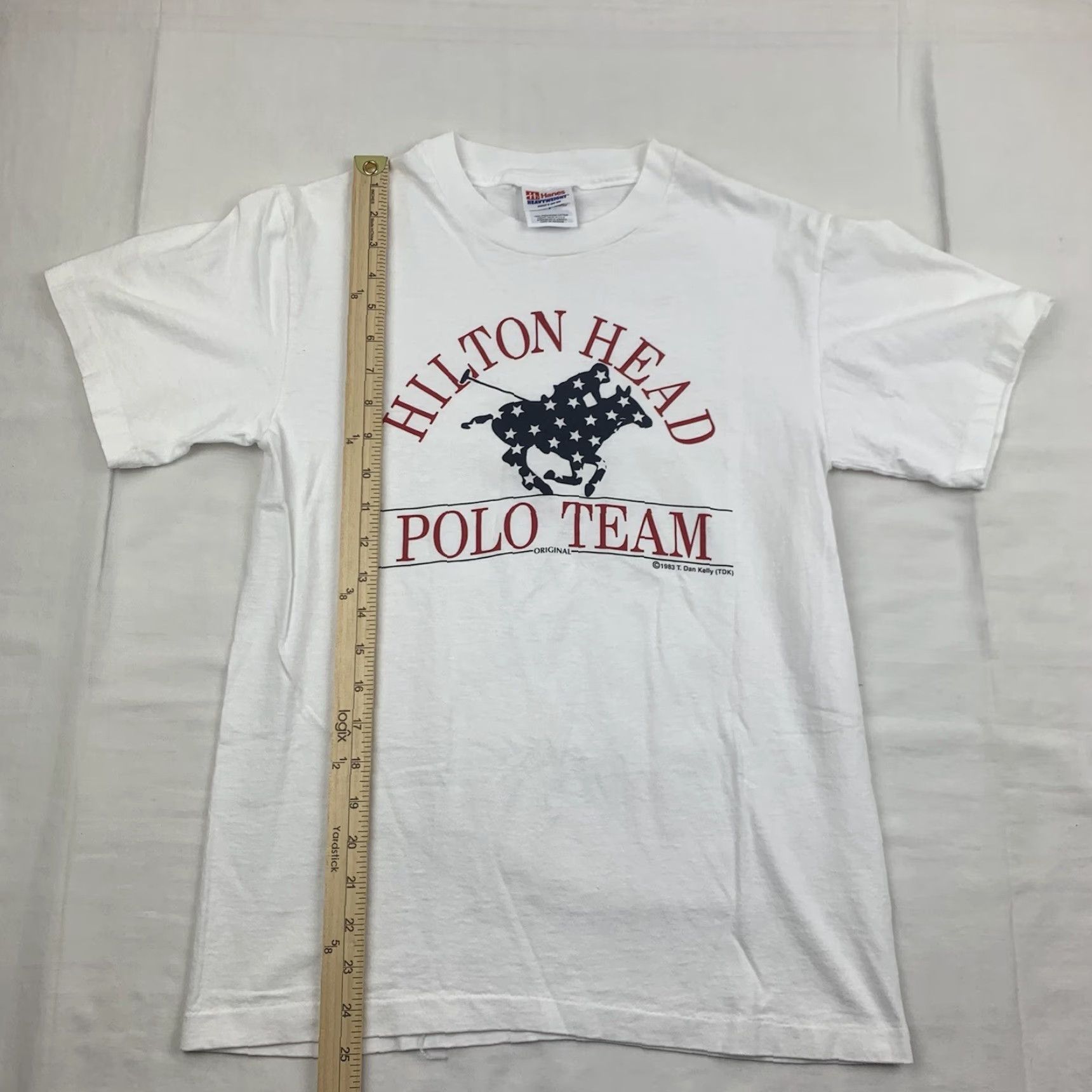 Hanes VINTAGE Hanes Hilton Head Polo Team T Shirt Adult Small White Sports Logo 90s Mens Size US S / EU 44-46 / 1 - 4 Thumbnail