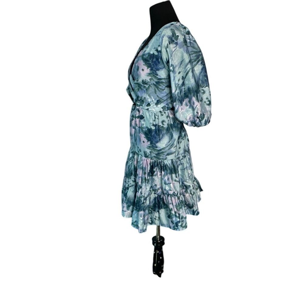 Asos Asos Design Blue Floral Tiered Voile Mini Dress Size 14 Size XL / US 12-14 / IT 48-50 - 12 Thumbnail