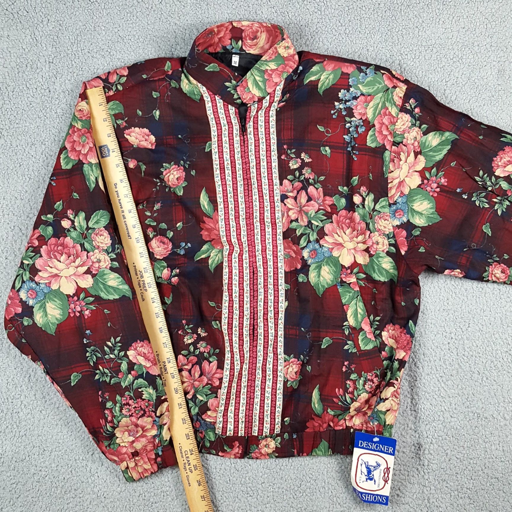 Pinko VINTAGE Infinity Chic Windbreaker Jacket Women's M Pink Plaid Floral Zip Up 80s 90s Boho Outdoor Autumn Seasonal Full Zip Lightweight Size M / US 6-8 / IT 42-44 - 7 Thumbnail