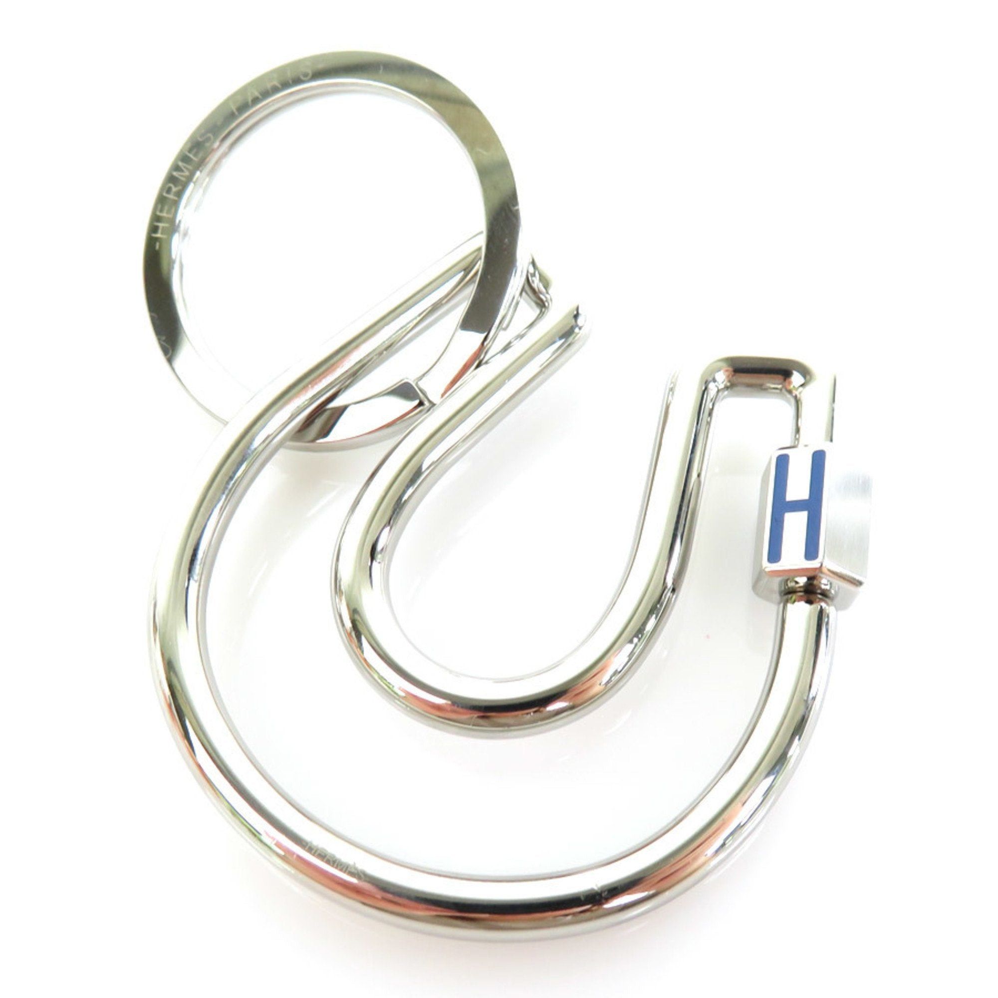 image of Hermes Keyring Charm Fair A Cheval Metal Silver Unisex in Black, Women's