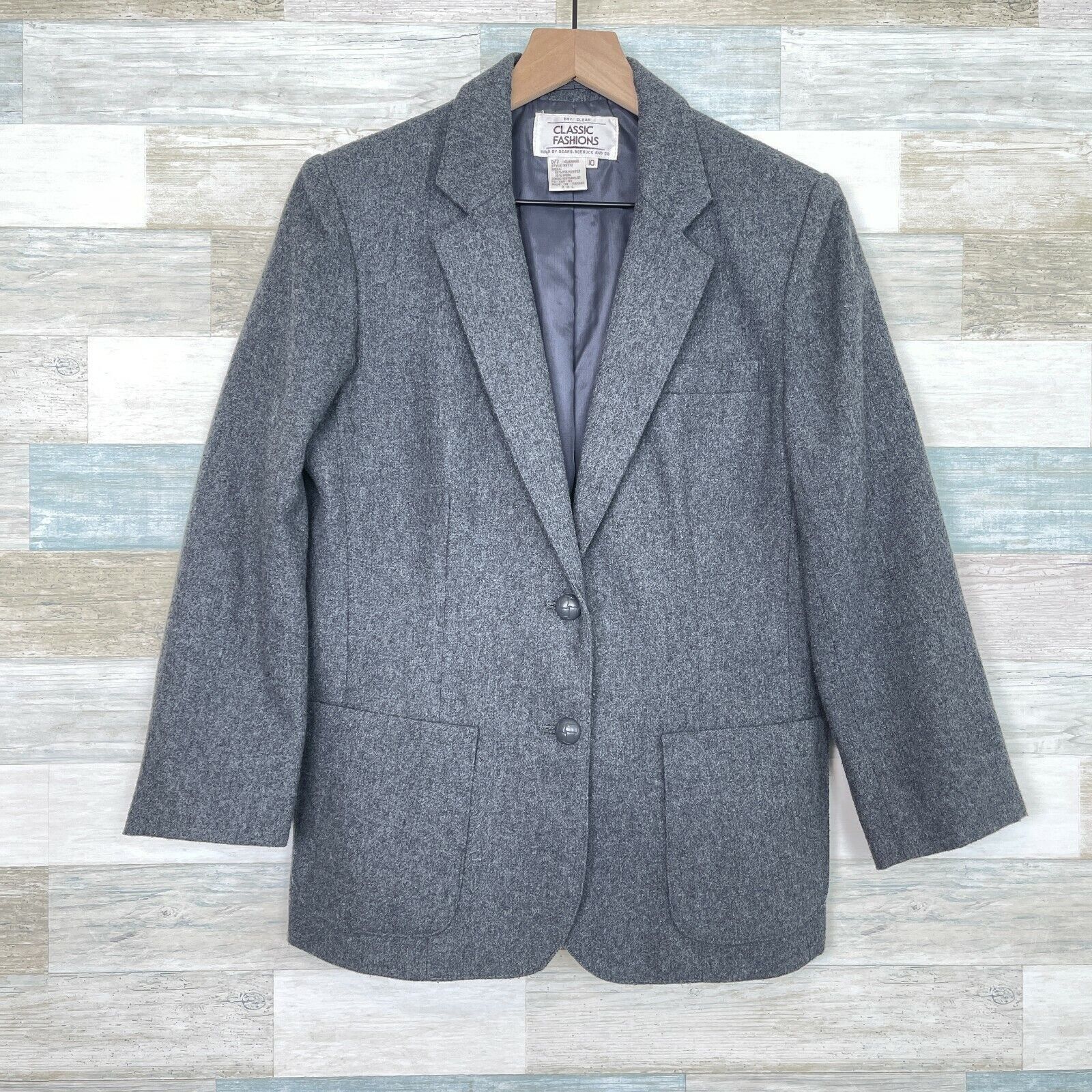 Sears Sears Roebuck Vintage Tweed Blazer Gray Wool Blend Womens 10 Size L / US 10 / IT 46 - 1 Thumbnail