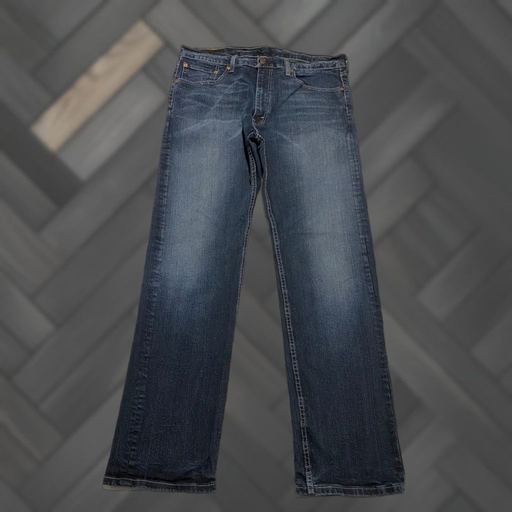 Levi's Levi's 505 Regular Fit Jeans 36×32 Dark Wash Denim Pants Whiskers Faded Denim Jeans Men Blue 505 Regular Fit Prepped 5-Pocket Vintage No Size US 36 / EU 52 - 1 Thumbnail