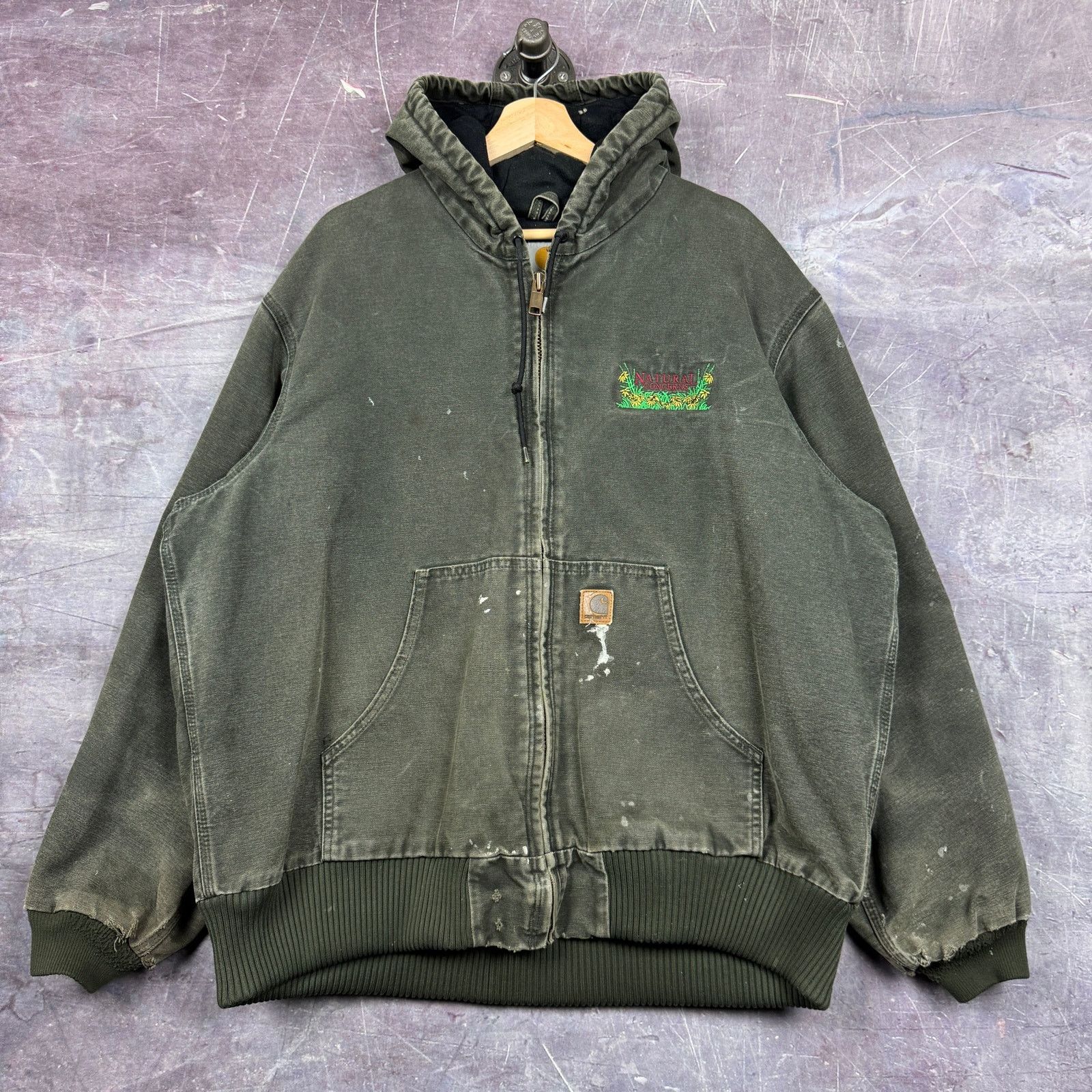 Carhartt × Streetwear × Vintage 90s Dark Green Carhartt Hooded 