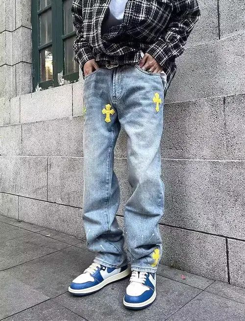 Japanese Brand Vintage washed cross patch rare jeans Size US 34 / EU 50 - 3 Thumbnail