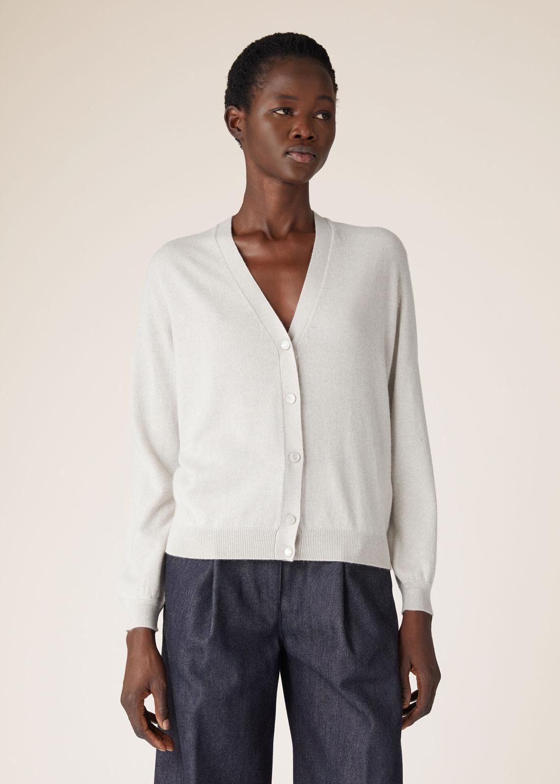 Loro Piana o1srvl11e0824 Ica Cashmere Silk Cardigan in White Size XL / US 12-14 / IT 48-50 - 5 Thumbnail